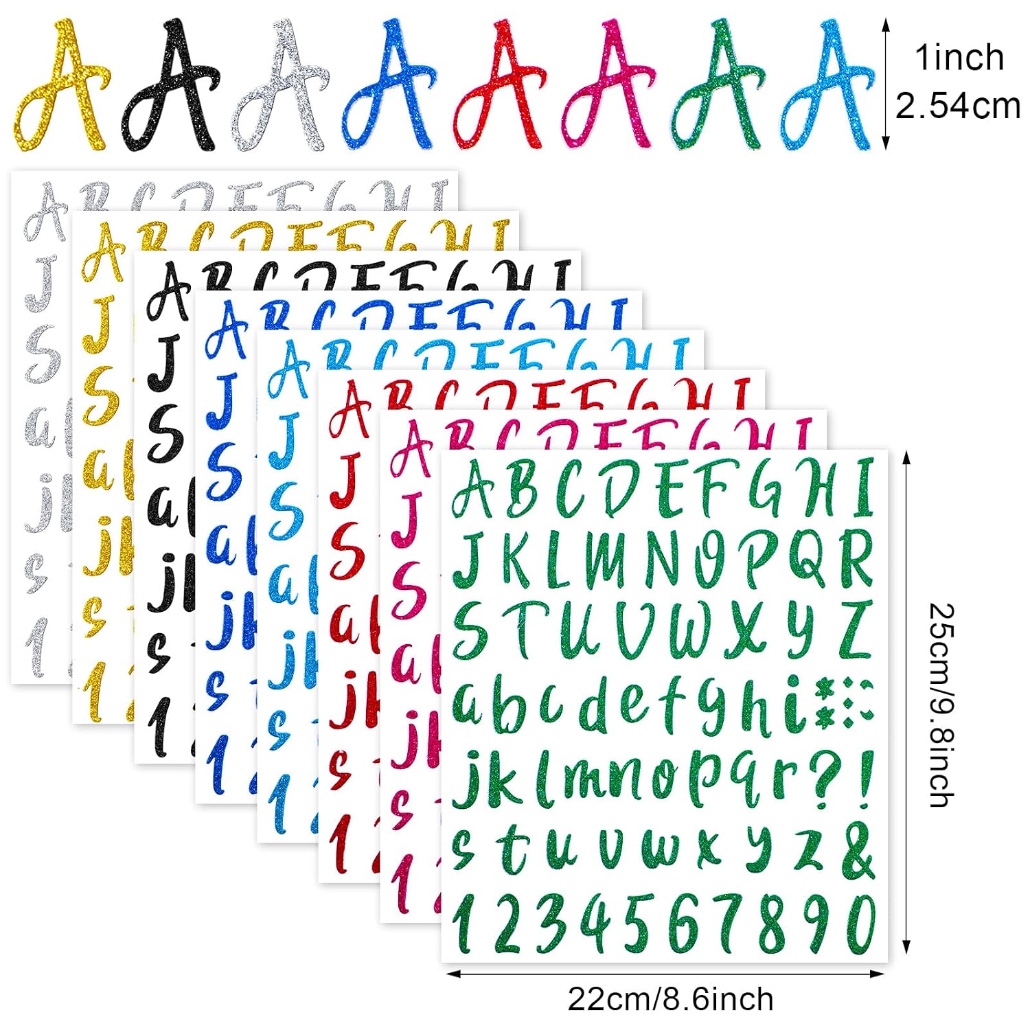 Outus 576 Pcs Letter Sticker Alphabet Number Decals, 1 Inch, Mixed Colors image 2