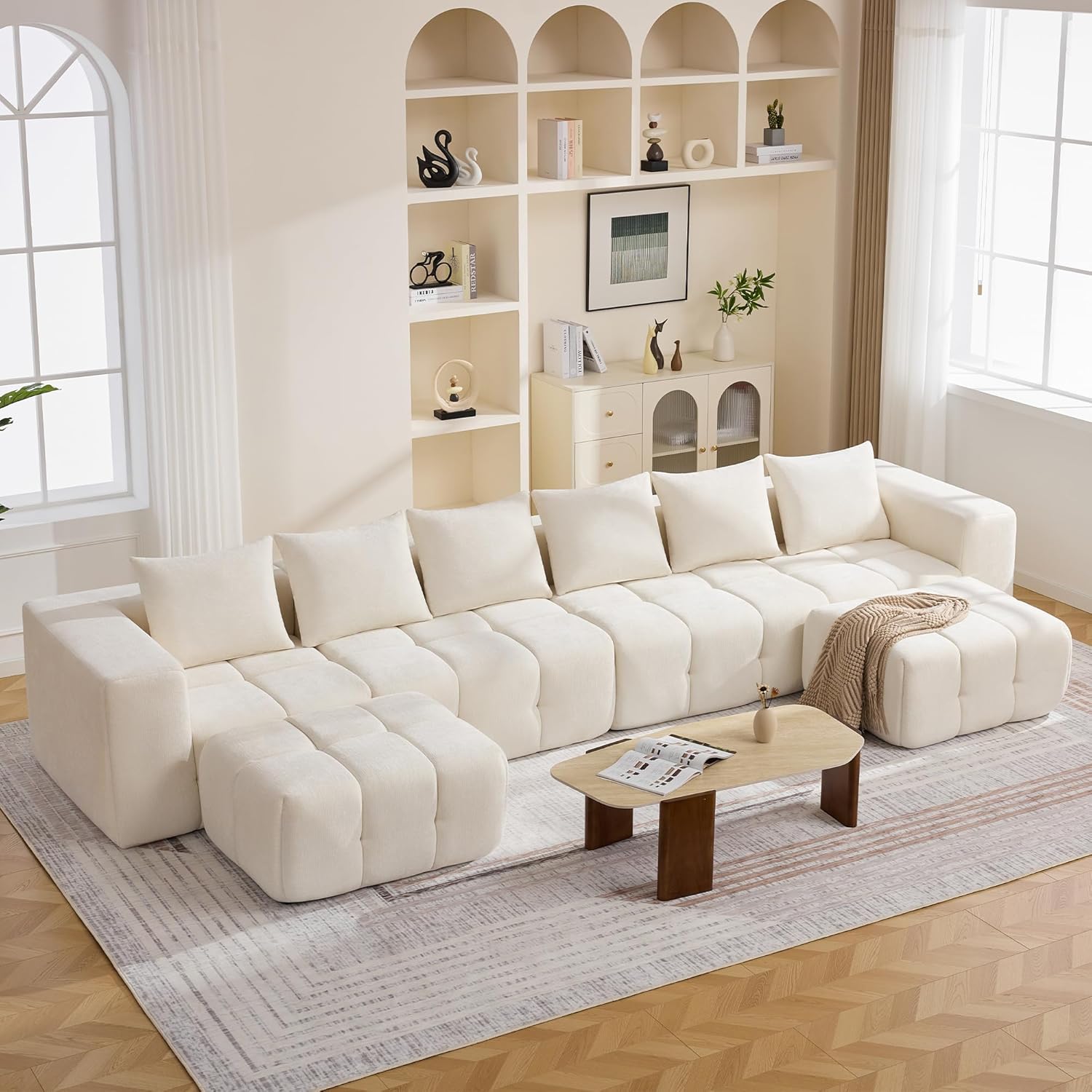 78.7" Loveseat Boneless Couch, Upholstered Cloud Love Seat with Deep Seat, Modular Sectional 2 Seater Memory Foam Sofas for Living Room Apartment Small Spaces, Oversized Tufted Sofa, Beige