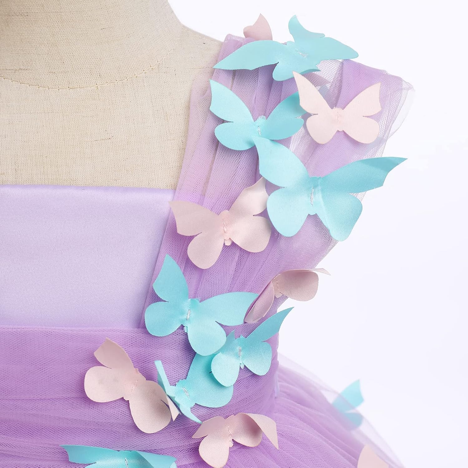 Toddler Baby Girls Butterfly Birthday Dress High Low Tulle Christening Formal Wedding Party Tulle Dresses Photo Shoot