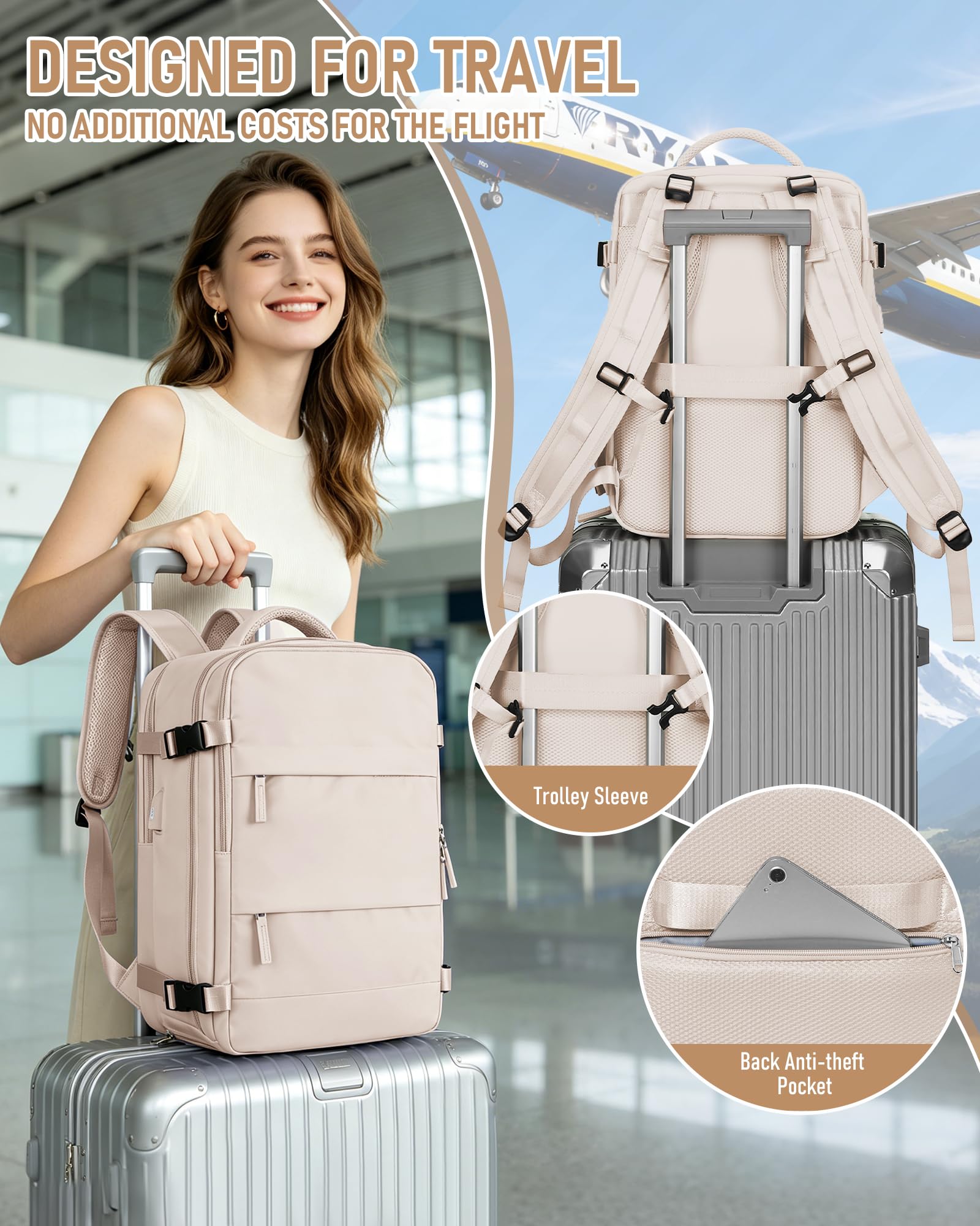 SZLX Mochila al Vacio con Bomba Equipaje de Mano 40x30x20 Ryanair Vueling Wizzair Mochila Viaje Cabina Avion 40x20x25 Mujer Bolsas de Viaje Hombre Maletas de Viaje con Compartimento para zapatos