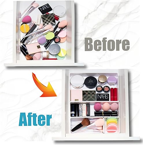 Miniatura 3 de YPath 8 organizadores apilables para cajones de escritorio, versátiles para baño y tocador, contenedores blancos para accesorios de escritorio de