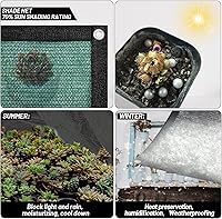 Vista 5 de Cool Area 70% Tela para Sombra Solar con Ojales, Lona de Malla para Cubierta de Plantas 6.5x16.5 pies, Toldo para Patio, Jardín, Pérgola, Verde