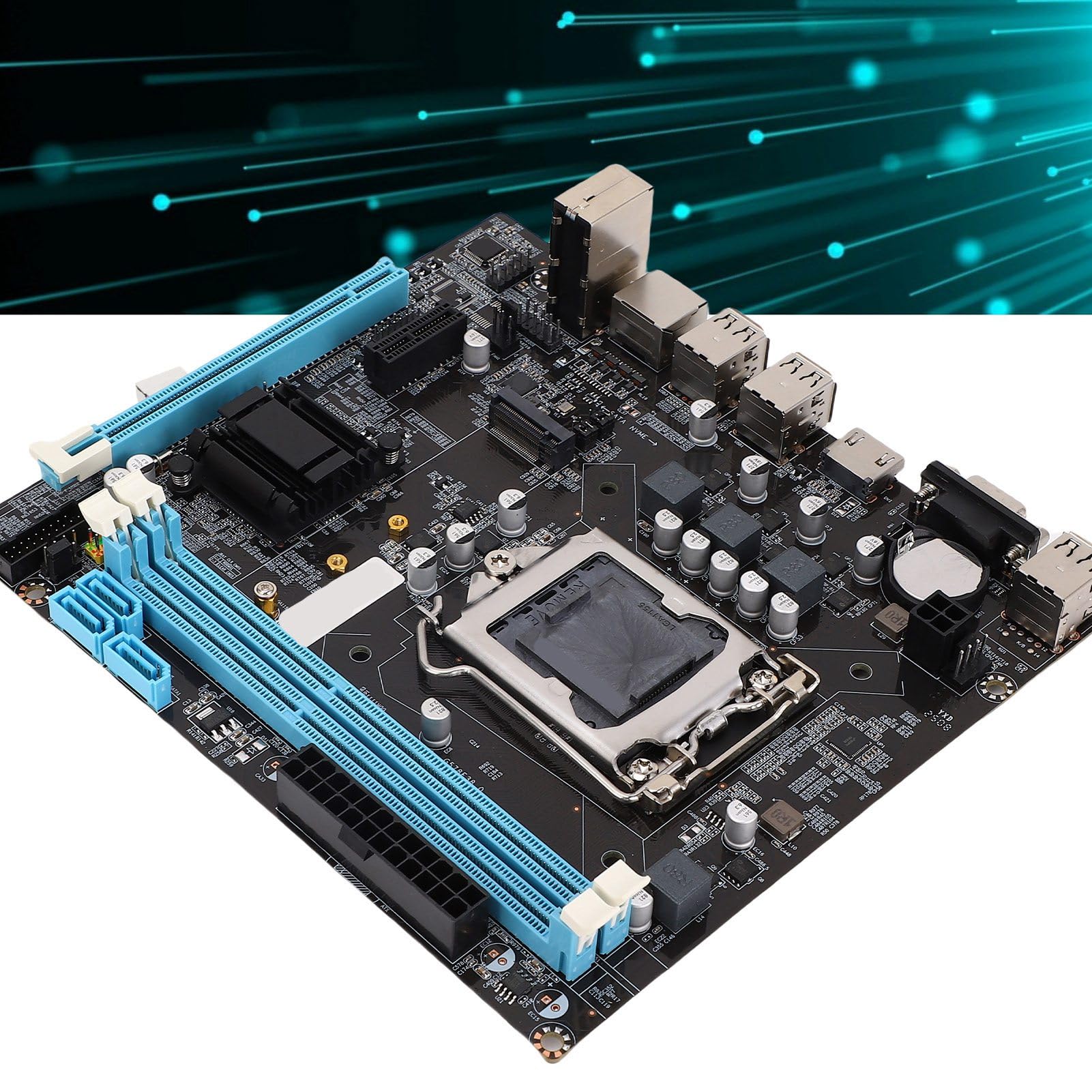 Lazmin112 Placa Base para Juegos H61 LGA 1155, Placa Base para Computadora Micro ATX, con Ranuras, DDR3 de Doble Canal, Placa Base de Escritorio para LGA1155 Socket I3 I5 I7