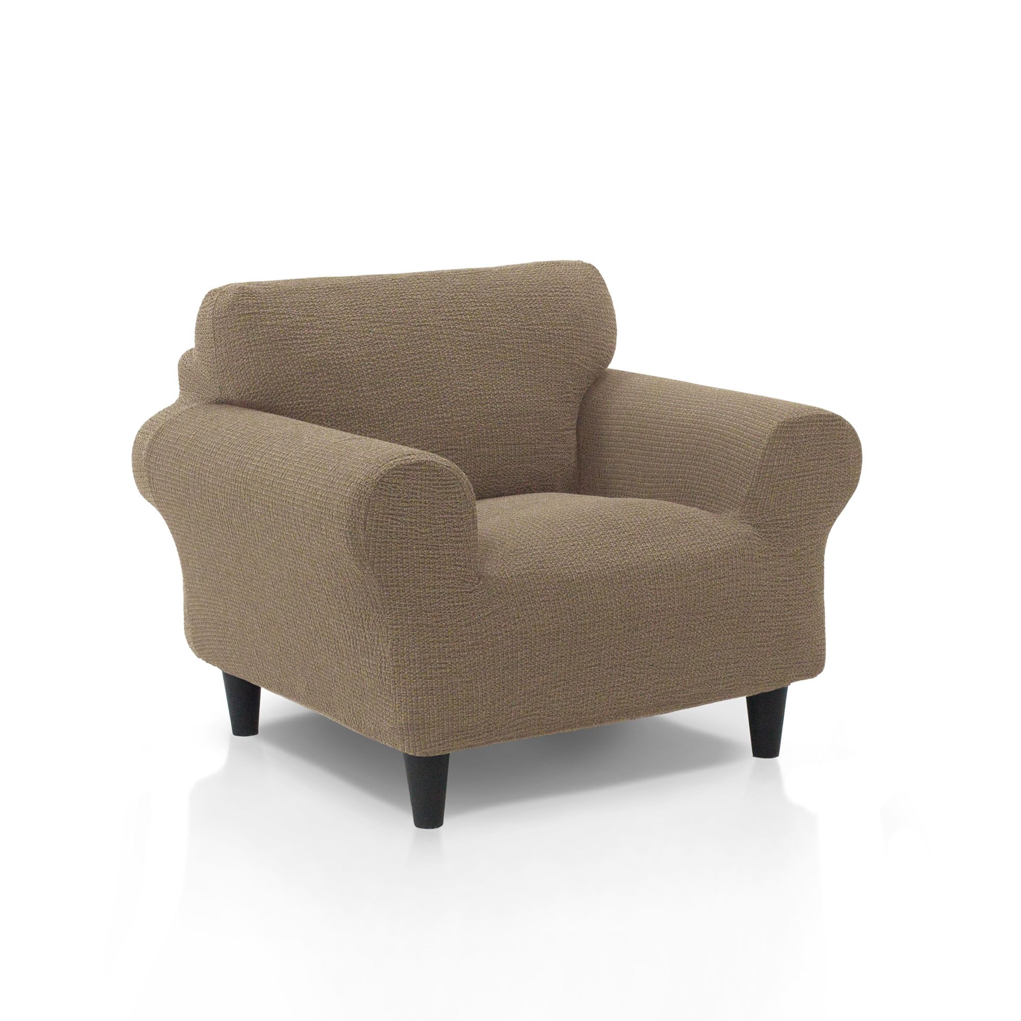 Housse de canapé 1 place pour ajuster un fauteuil usé sans plis couleur lin
