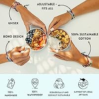 Vista 4 de Made by Nami 2 piezas de pulseras boho de surfistas para mujeres y hombres, impermeables y ajustables, juego de 2 pulseras trenzadas