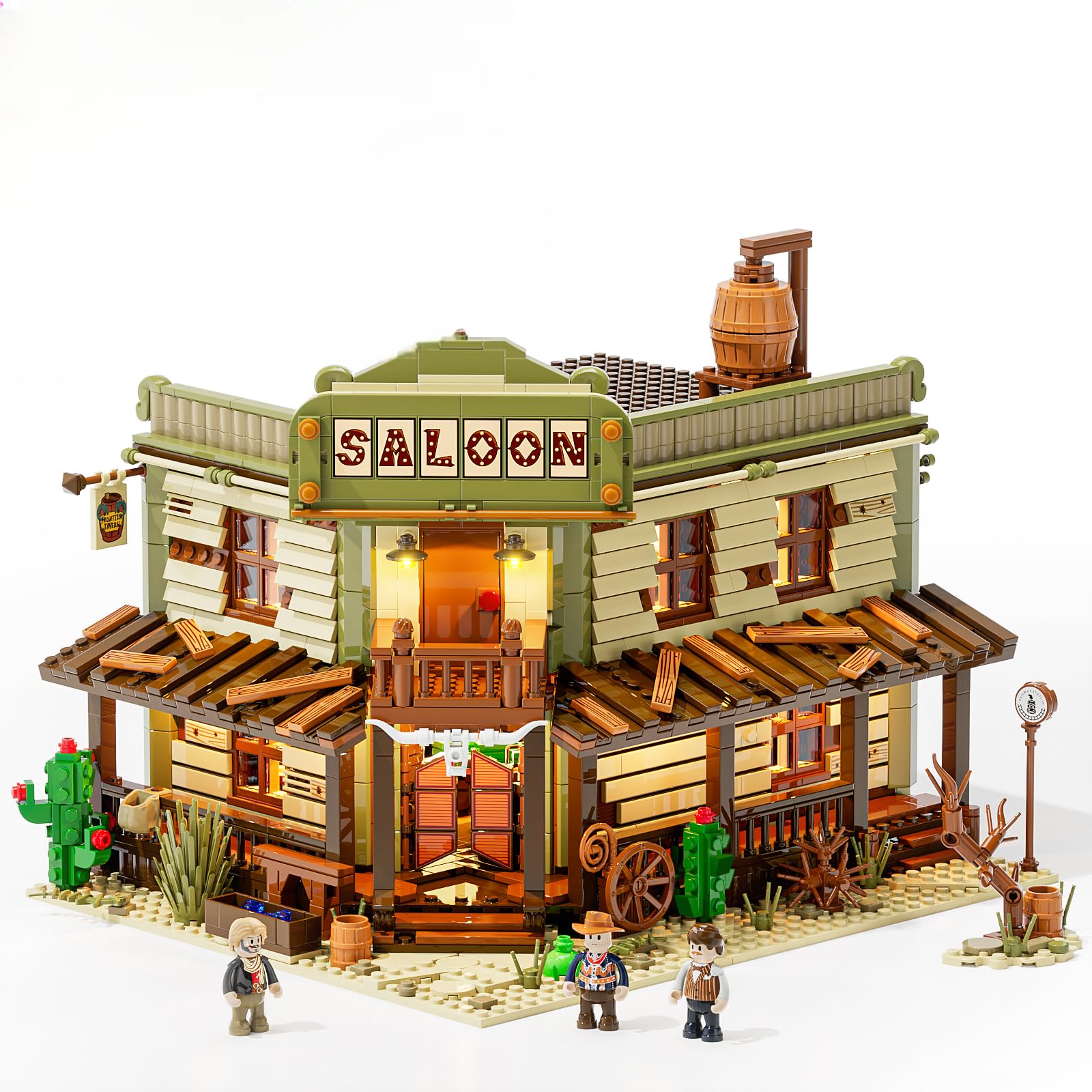 Lumibricks Old West Western Saloon - Juego de construcción modular con luces LED | 3 minifiguras, 2016 piezas, adecuadas para adolescentes y adultos