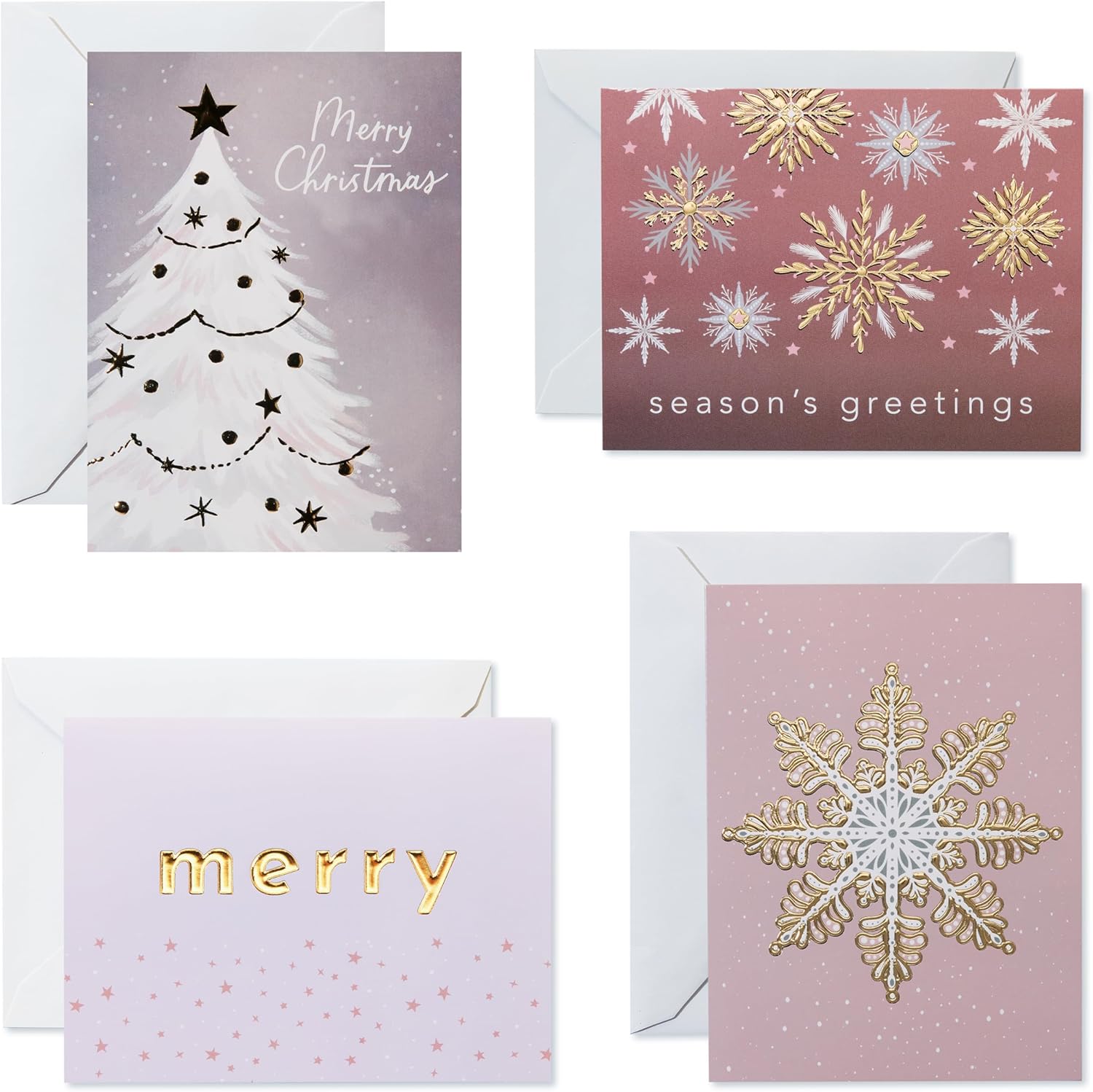 American Greetings Christmas Cards Boxed with Envelopes, Pink, Gold and Silver Designs (20-Count)