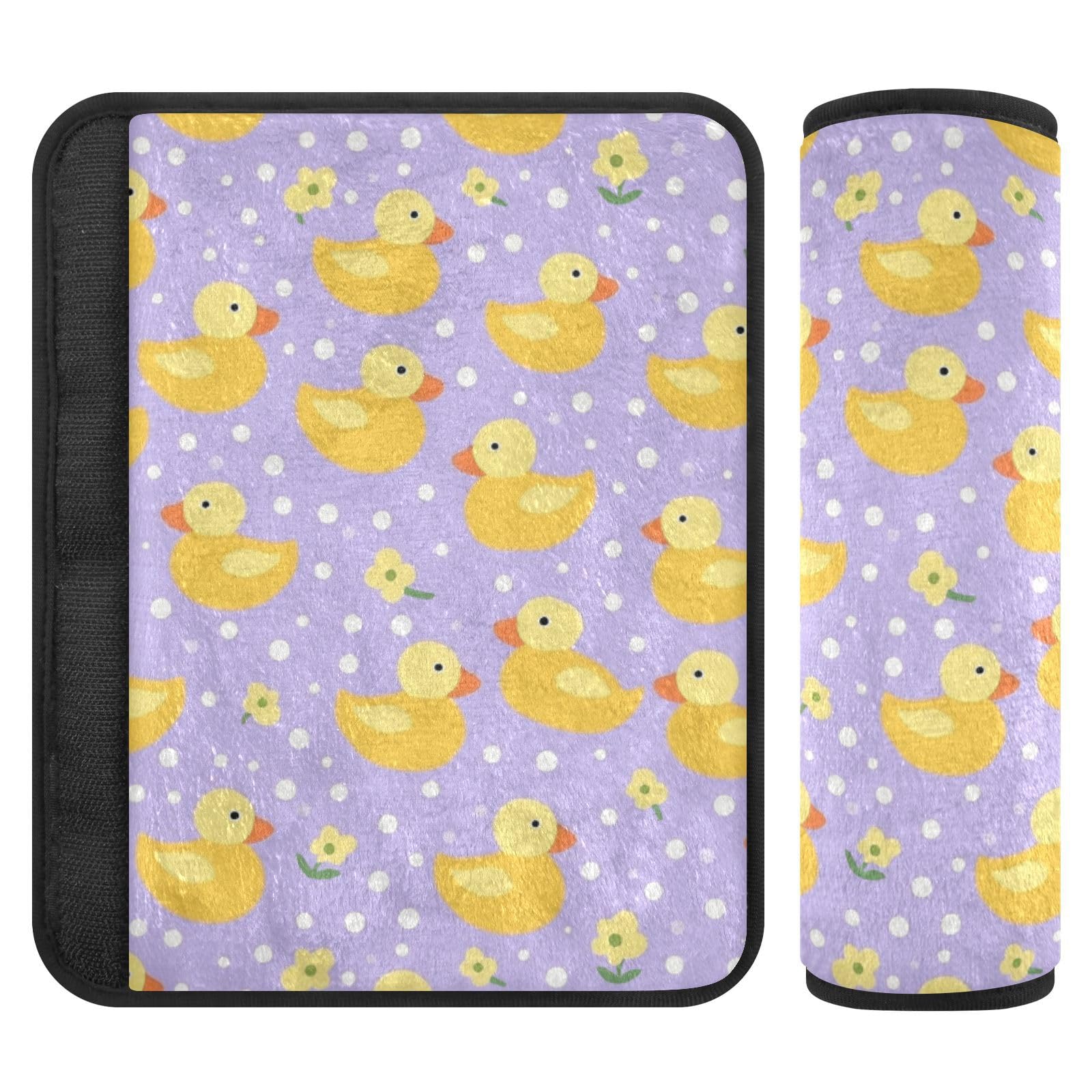 Seat Belt Covers 2 Pack Yellow Ducks Car Seat Strap Covers Super Soft Lavender Car Seat Neck Cover for Boys Girls Adults Babies M