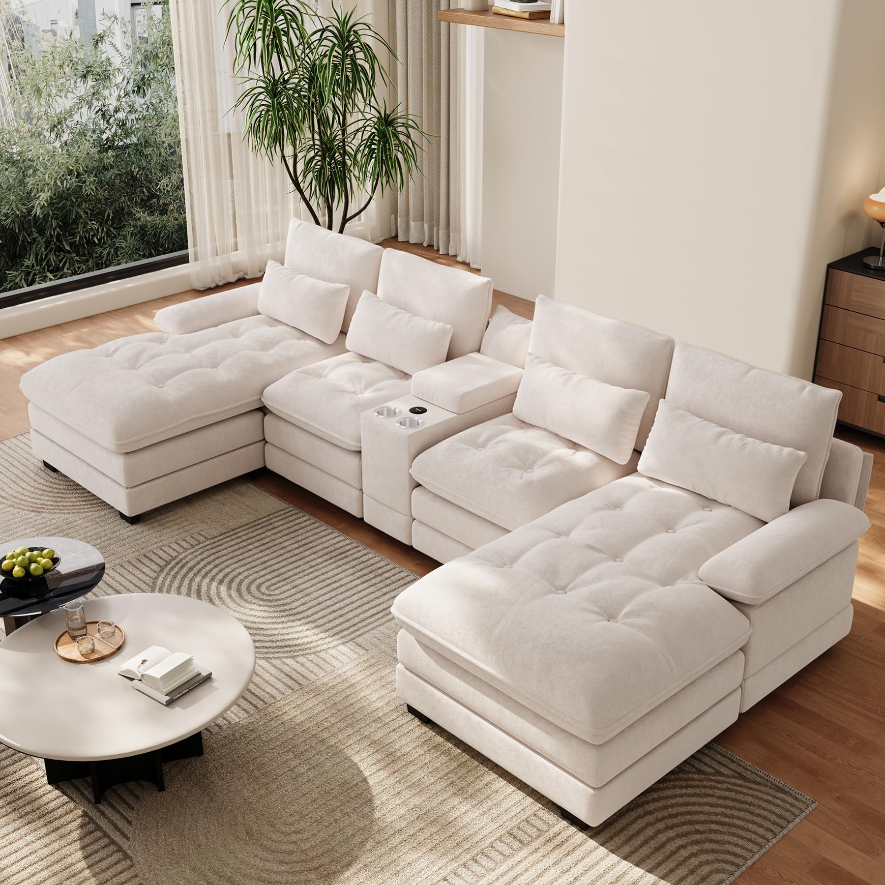 BEQAI 134 Inch U-Shaped Sectional Couch