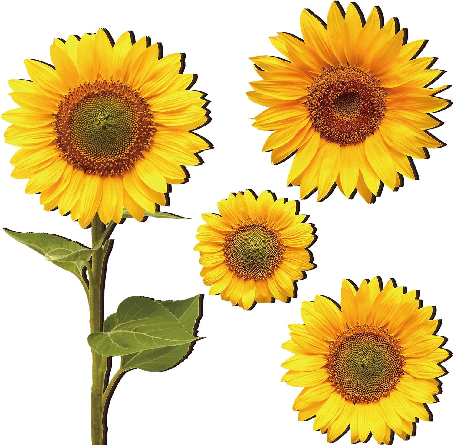4 Pcs Wooden Sunflower Wall Decor Hanging Sunflower Outdoor