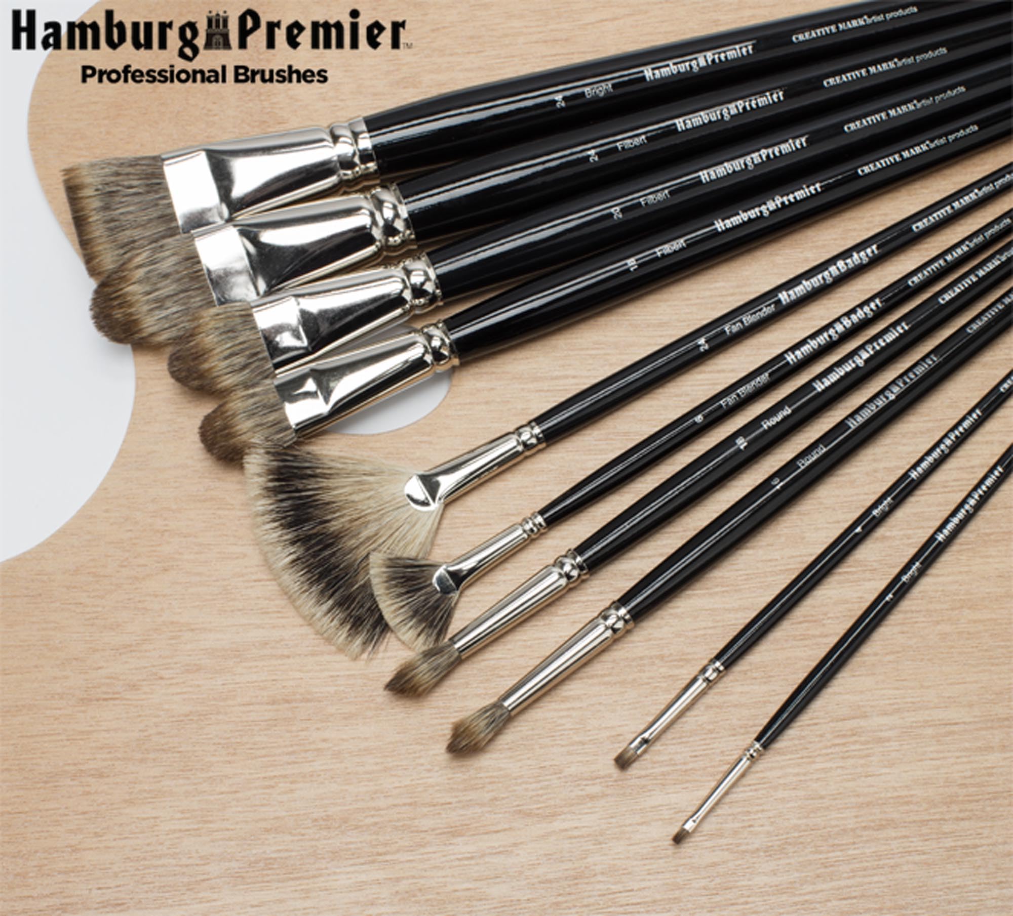 creative Mark Amburgo Premier Professional Artist laccato manico lungo misto sintetico pennello a mano in Germania Asst 12 Filbert