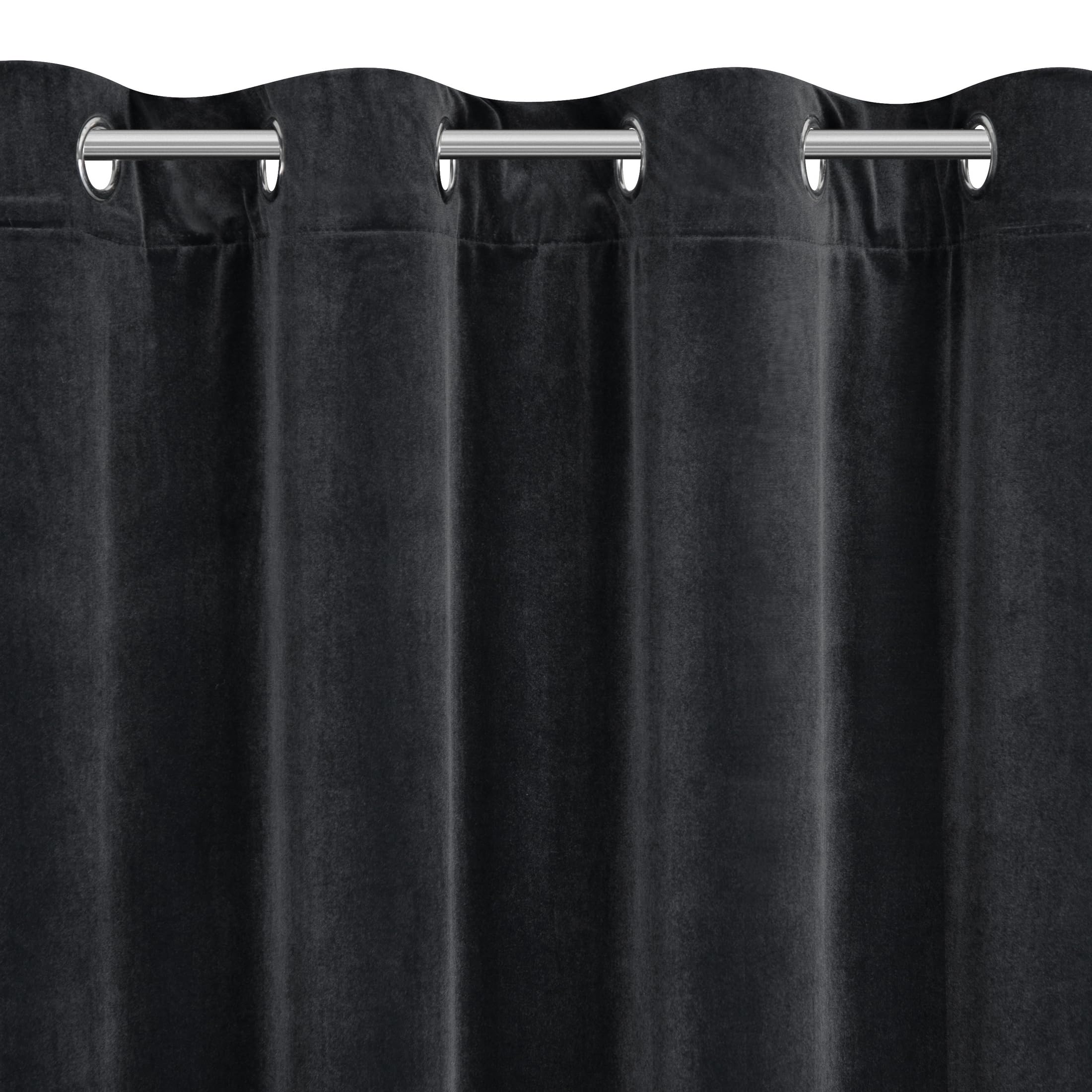 Eurofirany Nita Rideau Occultant en Velours, 100% Opaque et Isolant Thermique, Rideau à Œillets pour Chambre et Salon, 140x250 cm – Noir