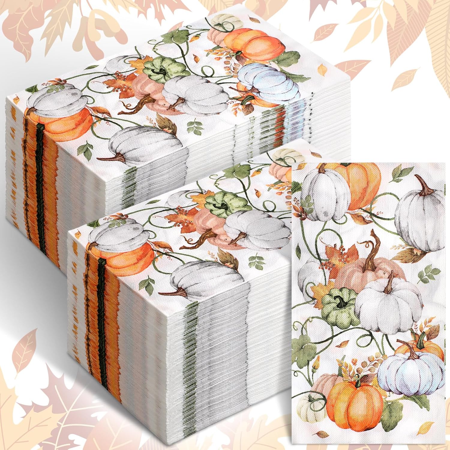 Sinmoe 200 Pcs Thanksgiving Pumpkin Paper Guest Napkin Fall Disposable Hand Towel for Bathroom Decorative Paper Guest Towel Autumn Harvest Thanksgiving Napkin for Dinner Bathroom Holiday Party