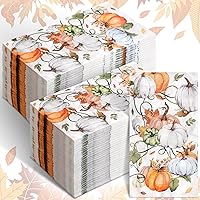 Vista 1 de Sinmoe 200 servilletas de papel de calabaza y hojas, toalla de mano desechable para baño, toalla de papel decorativo para invitados, cosecha