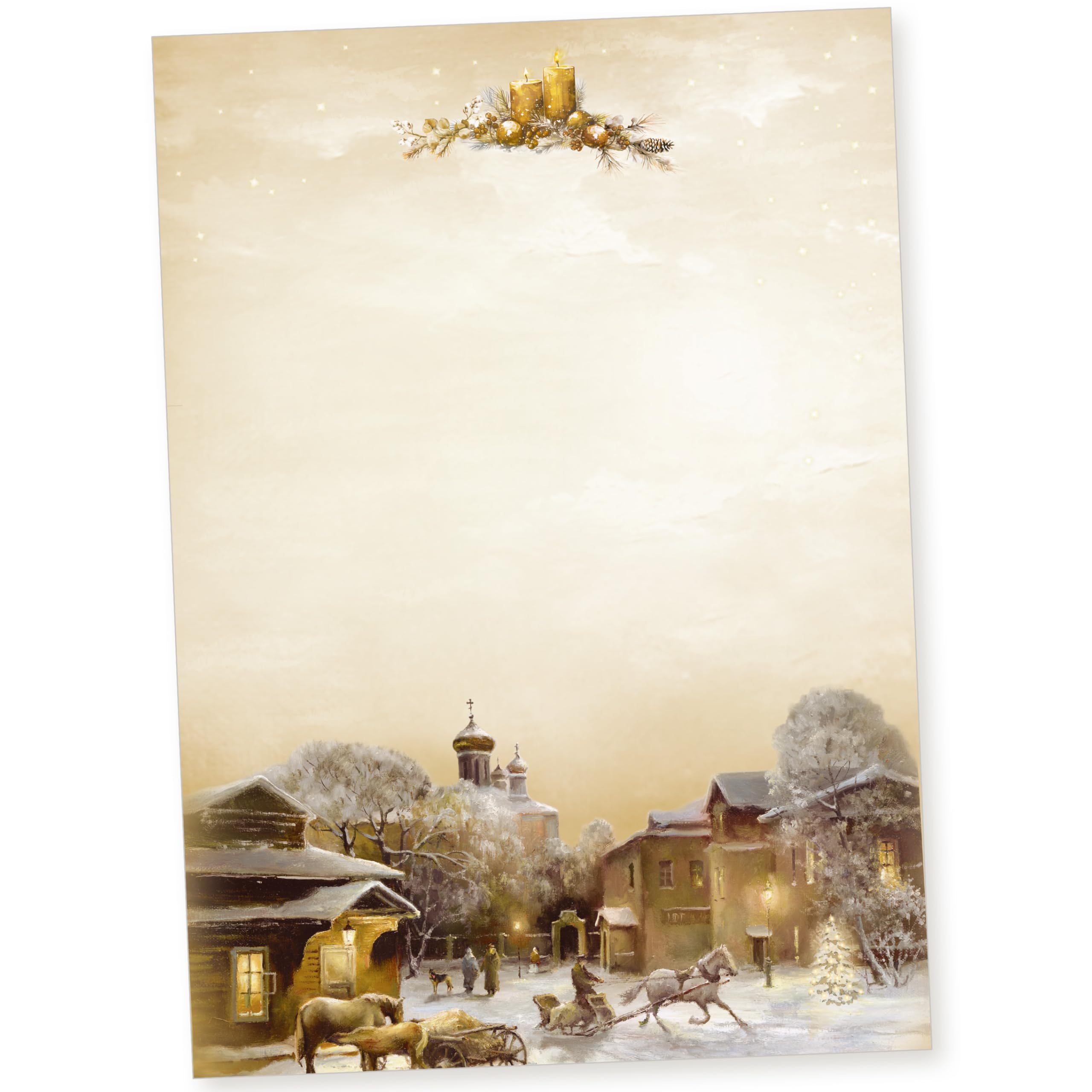 Lönneberg 250 Sets Weihnachtsbriefpapier mit Umschlag ohne Fenster Weihnachtspapier A4 Briefpapier Weihnachten