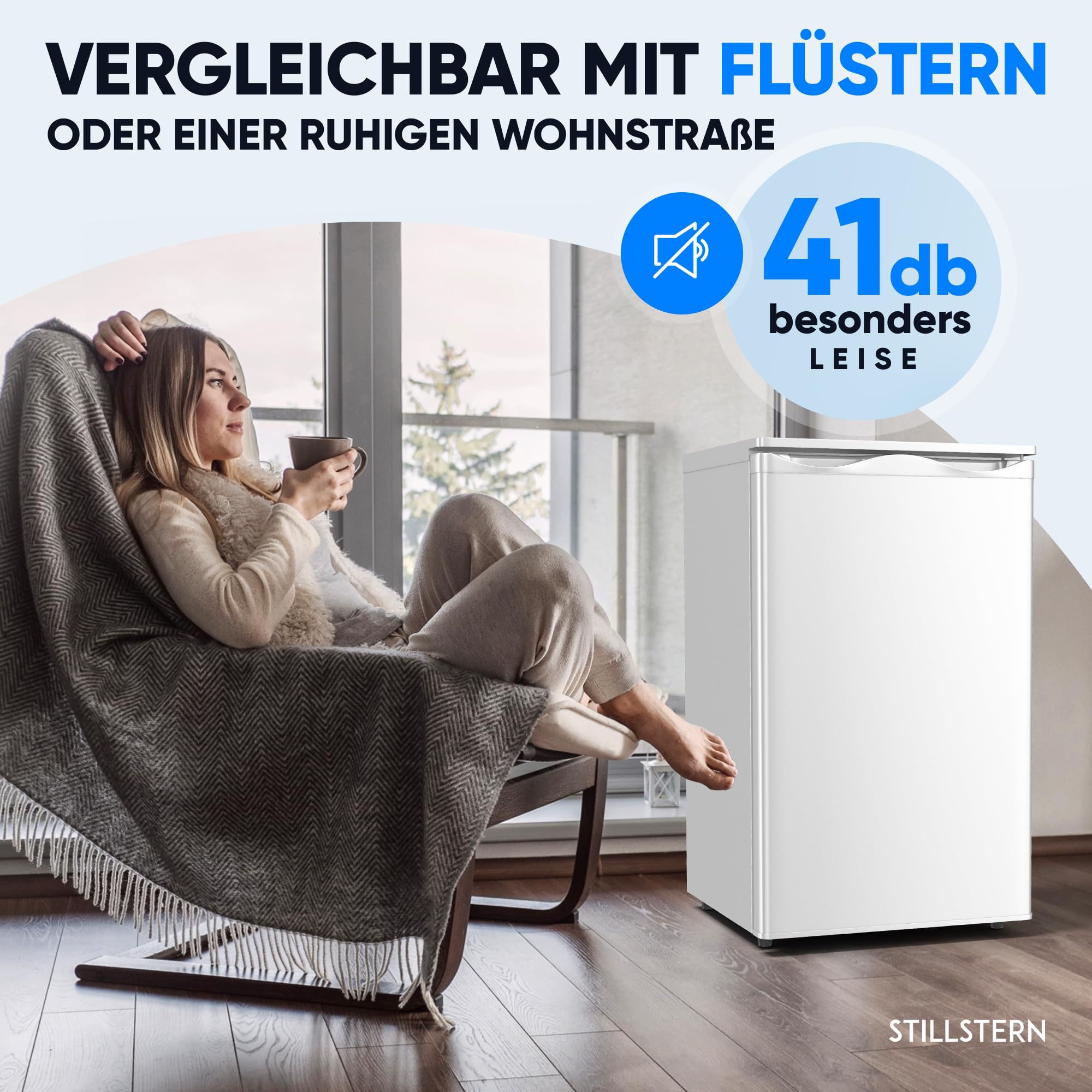 Stillstern Congélateur C (73 L) 4 étoiles -18 °C, faible consommation d'énergie, 3 compartiments, température réglable en continu, butée de porte interchangeable, petit congélateur, congélateur