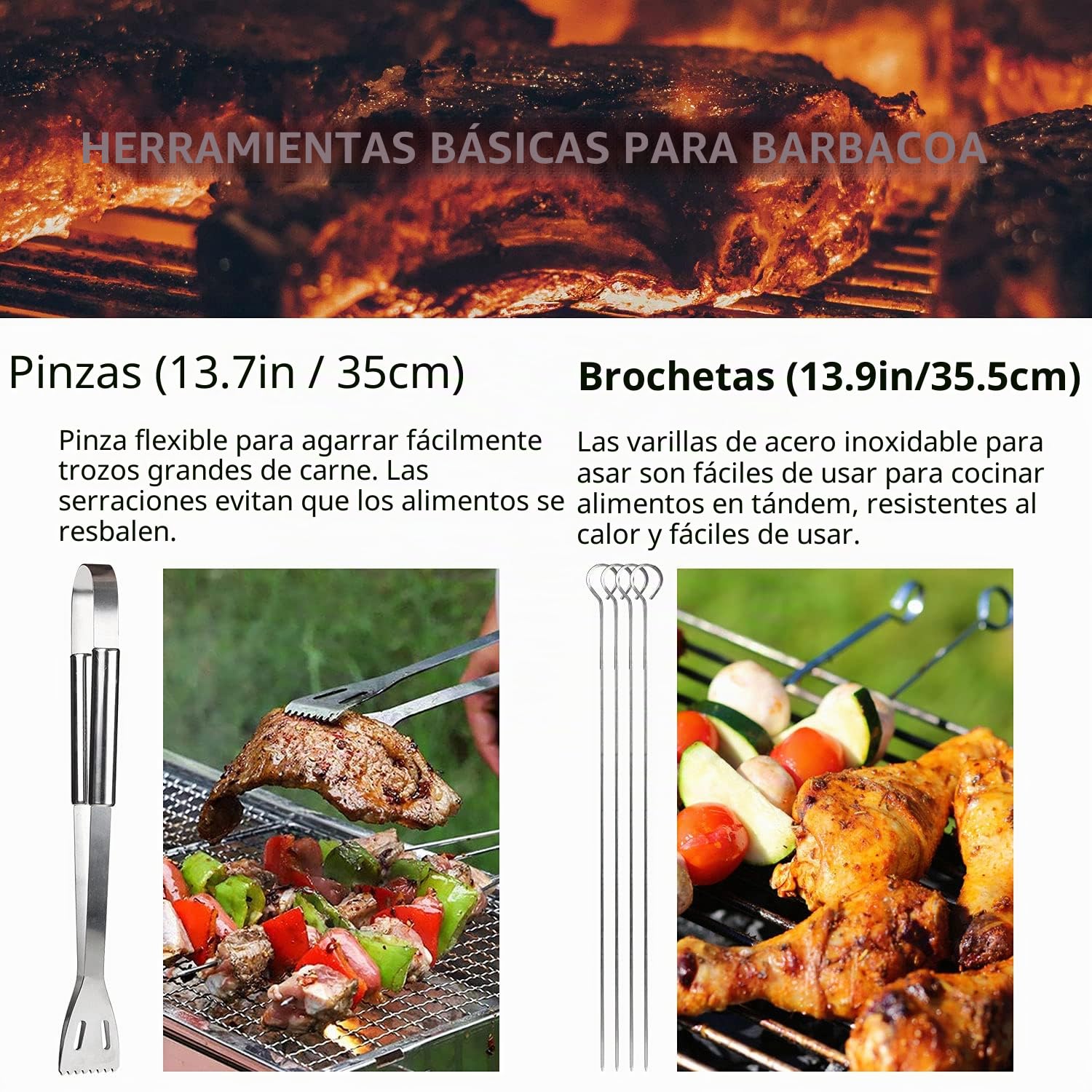 Utensilios Barbacoa de Acero Inoxidable Profesional Accesorios Barbacoa Parrilla Herramienta con Bolsa Fácil de Transportar (9 PCS)
