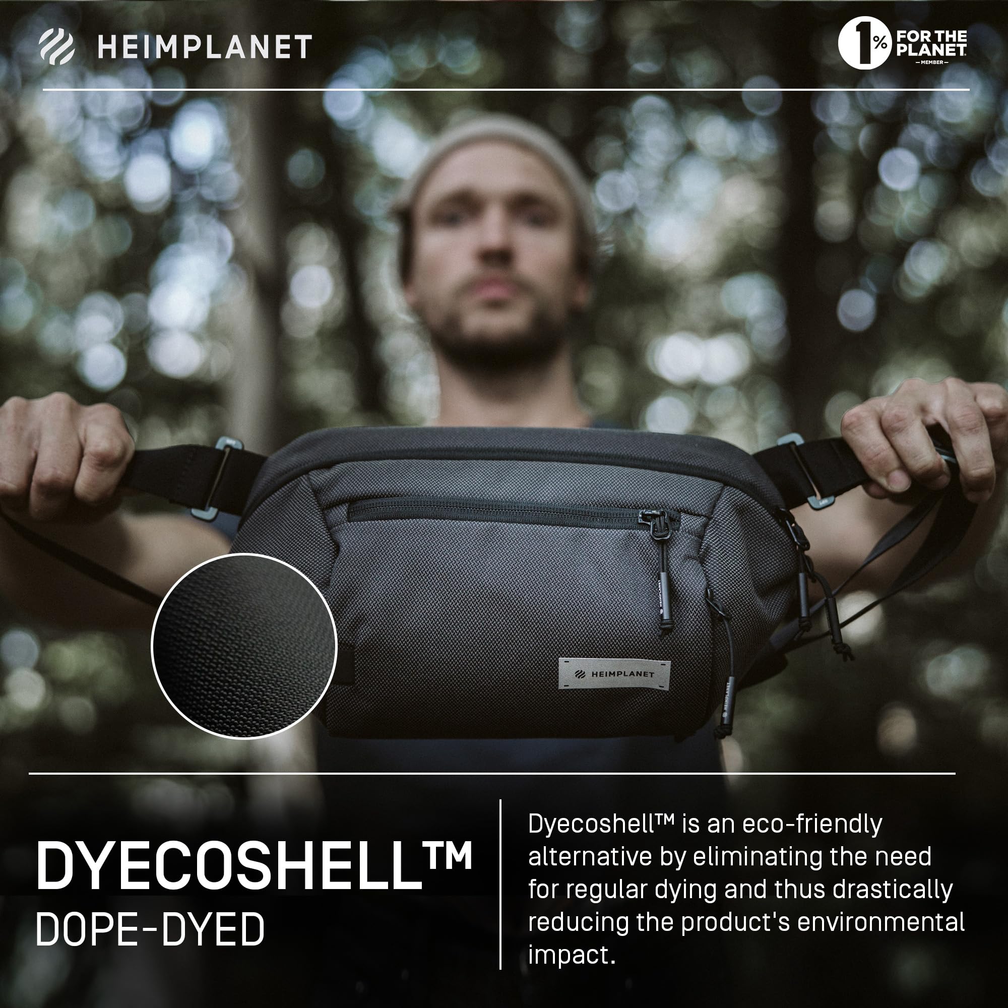 HEIMPLANET Original | Transit Line Sling Pocket XL | Sac Banane imperméable en DYECOSHELL de Haute qualité | Supporte 1% pour la planète (Castlerock)