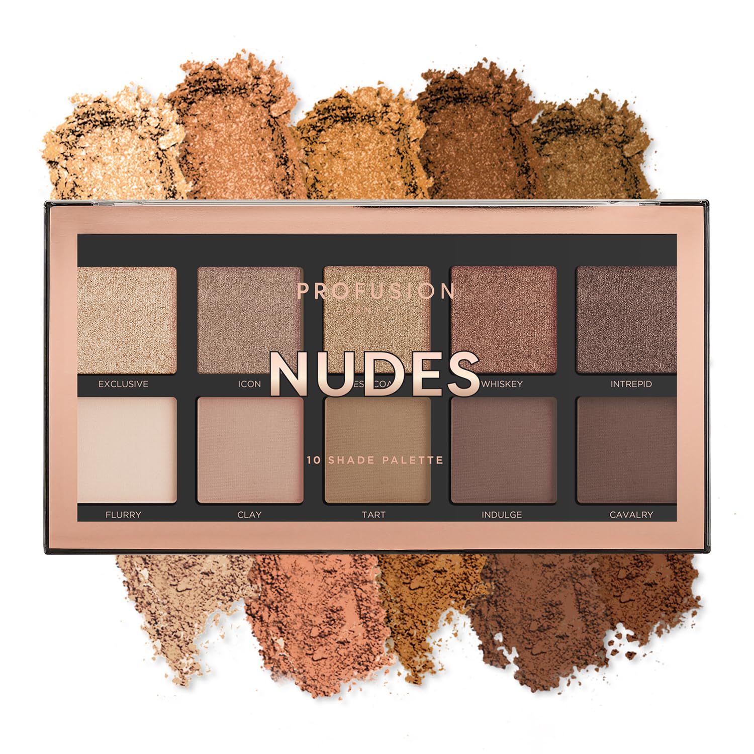Profusion Cosmetics 10 Shade Eyeshadow Palette - High Pigmented Multi-Finish Colors, Vegan & Cruelty-Free, Create Stunning Looks On-the-Go - Travel-Friendly & Versatile Makeup, Nudes