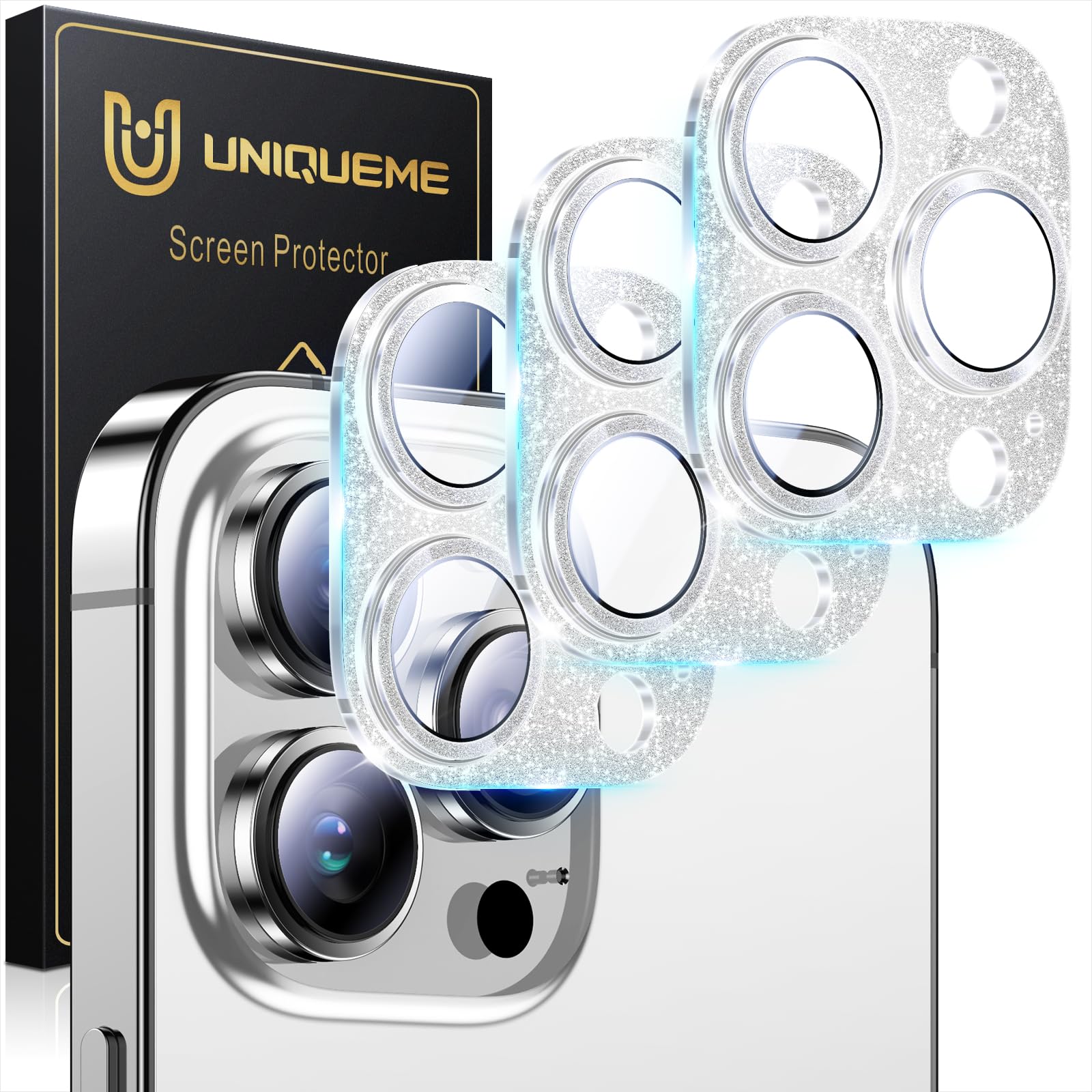 UniqueMe 3 Packs Compatible for iPhone 13 Pro Max/iPhone 13 Pro Camera Lens Protector Acrylic [Not Glass],[Case Friendly][Scratch-Resistant][Night