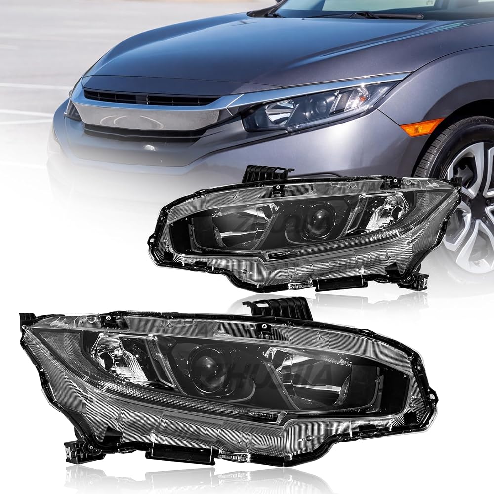 Pair Headlight Compatible with Honda CIVIC 2016-2021 Halogen — 사진 1