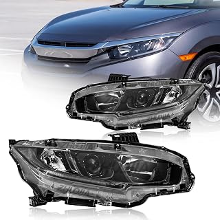 Pair Headlight Compatible with Honda CIVIC 2016-2021 Halogen