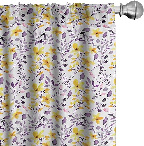 Miniatura 15 de Ambesonne Cortinas grises para ventana, pequeños lunares sobre fondo blanco, estilo retro, patrón tradicional pastel, decoración ligera, juego de 2