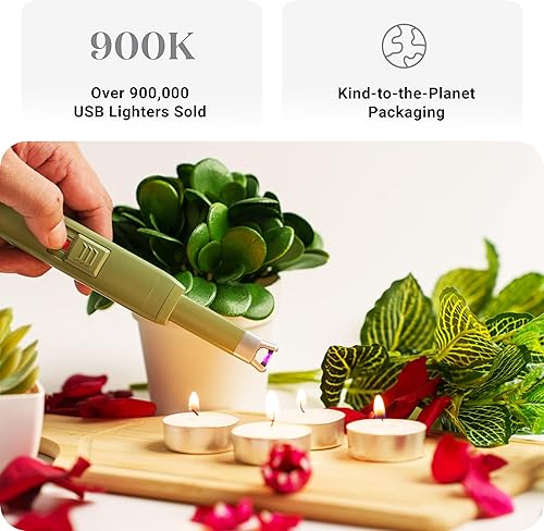 Miniatura 9 de The USB Lighter Company Encendedor eléctrico de velas, recargable, sin llama y resistente al viento, para velas, parrilla, chimenea y estufa,