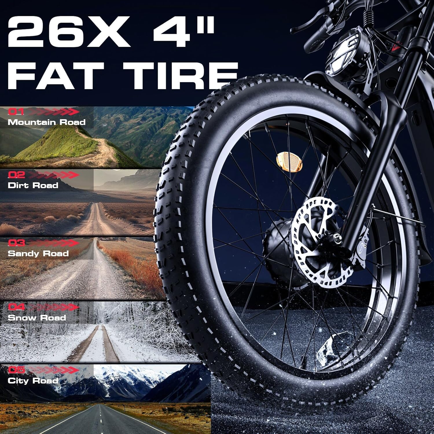 Seemoon 4000W Dual Motor Electric Bike for Adults,36 MPH Max up to100-Miles,52V 20Ah Battery & 160 Nm ,26" Fat Tire Mountain Ebike for Men Women,Full Suspension E-bike for Commuter Hunting Off-Road