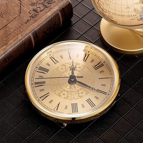 Miniatura 5 de Hicarer 4.3 pulgadas4.331 in Inserto de reloj de cuarzo, borde dorado, número romano, movimiento de cuarzo