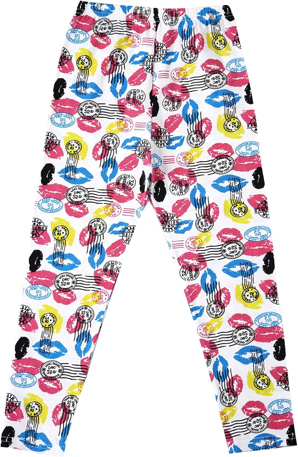 FEESHOW Kids Girls Cotton Yoga Leggings Elastic Waistband Pattern Print Athletic Pants for Workout Fitness Dance