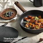 CAROTE Pots et casseroles antiadhésifs, ensemble d'induction en titane 16pcs Ensembles de cuisine, pot et poêle Non Stick avec poêle (PFOS, PFOA Gratuit)