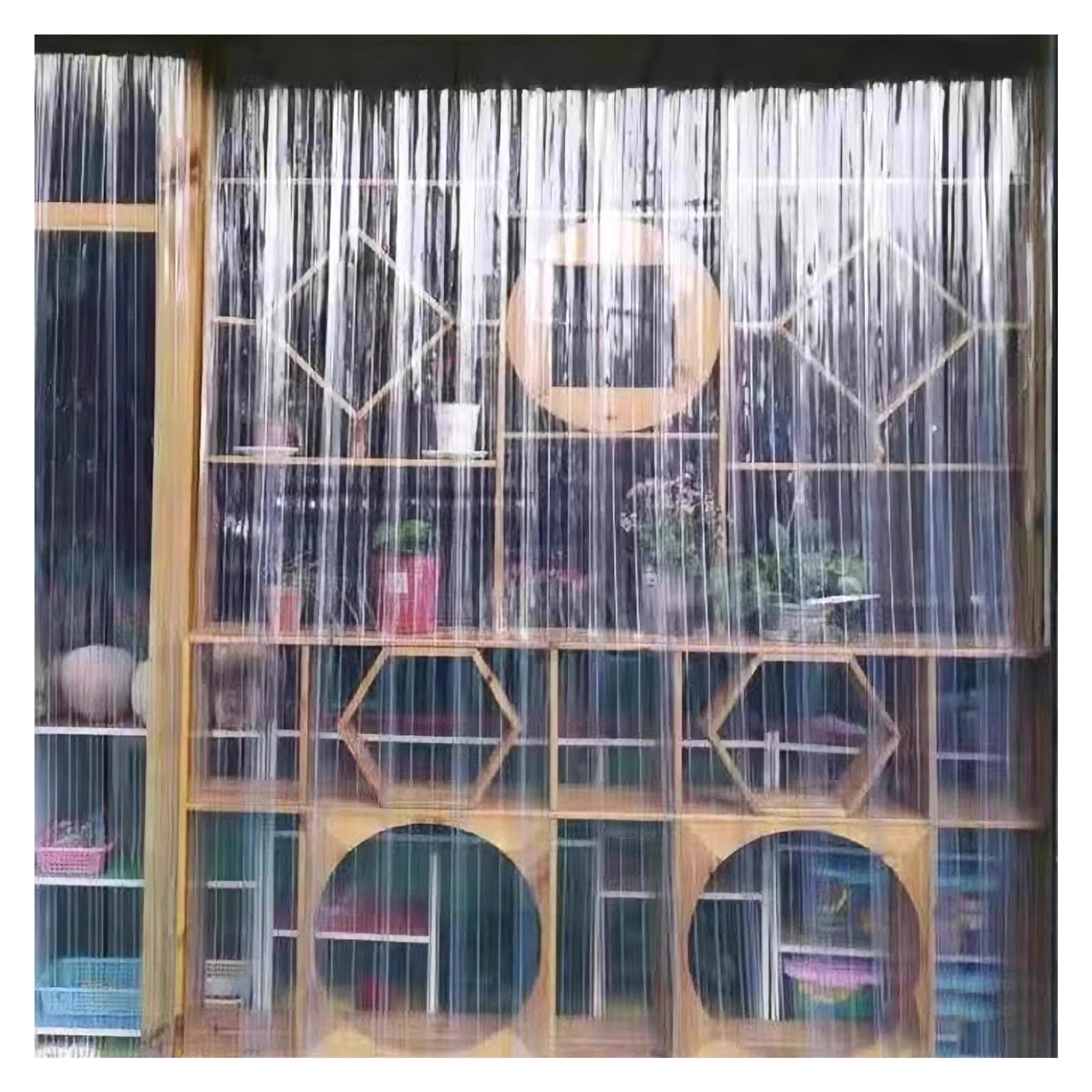 Rideau à Lamelles Vinyle Doux Kit de Rideaux Lanières en PVC Bandes Porte Plastique Balcon du Salon(63.0" W x 94.5" L/160x240cm)