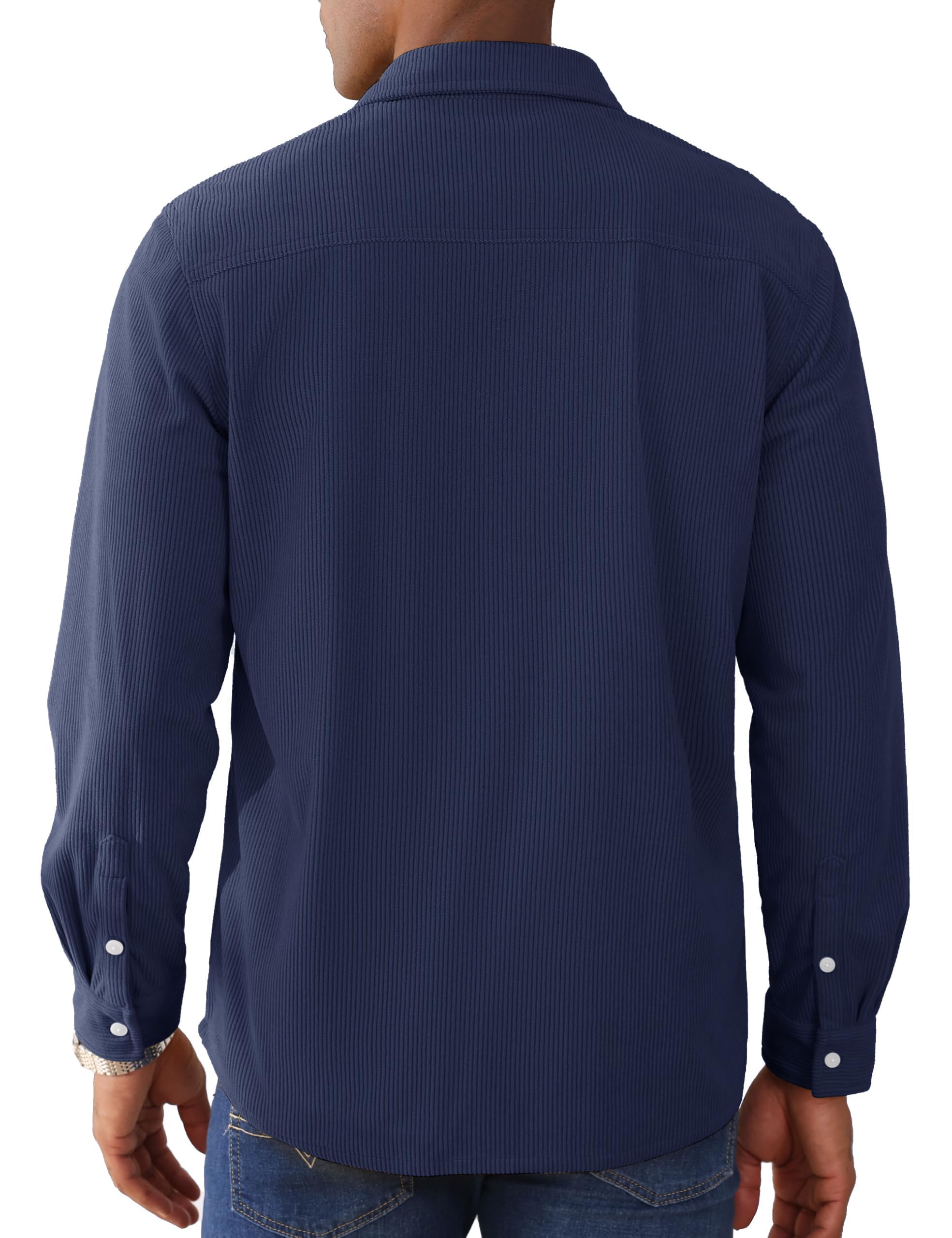 TACVASEN Camicia da uomo in velluto a coste a maniche lunghe giacca da uomo casual vestibilità regolare con bottoni e tasca con patta S-3XL