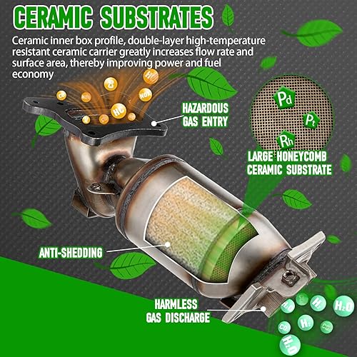 Miniatura 17 de Kit convertidor catalítico delantero de alto caudal, ajuste directo Honda CRV CR-V 2007 2008 2009 2.4L reemplazar 53782 (compatible con EPA)