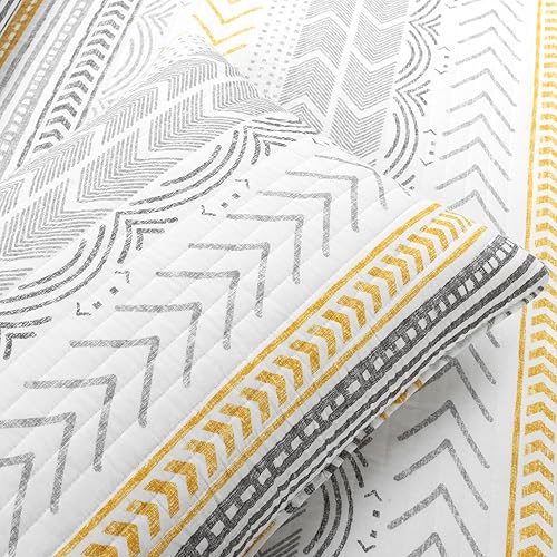 Miniatura 4 de Lush Decor Hygge Geo - Juego de ropa de cama de 3 piezas con diseño a rayas, tamaño King, color amarillo