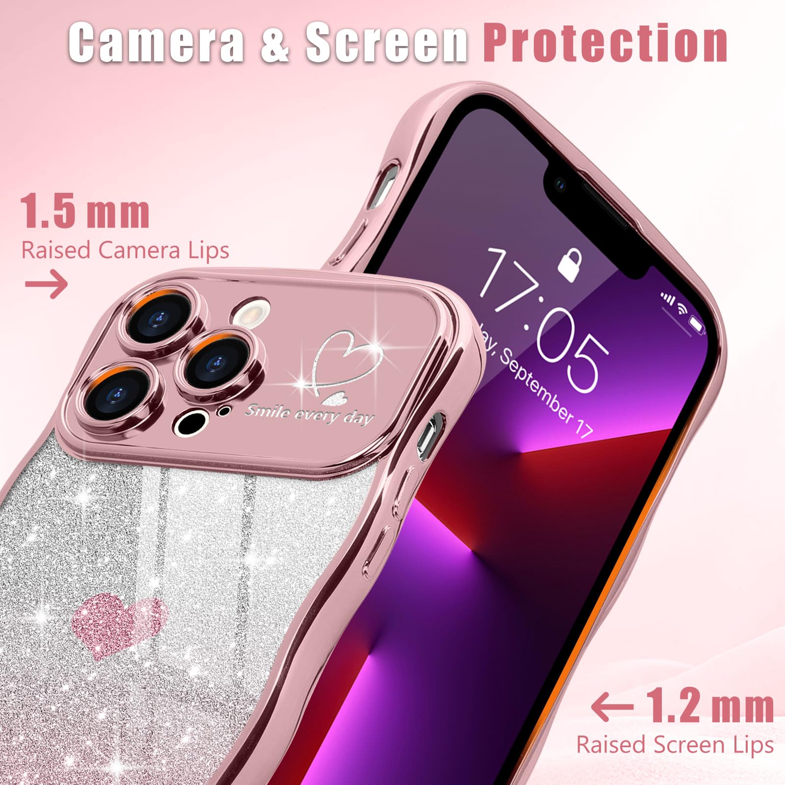 Teageo Cute Heart Pattern Curly Phone Case for iPhone 13 Pro Max - Image 3