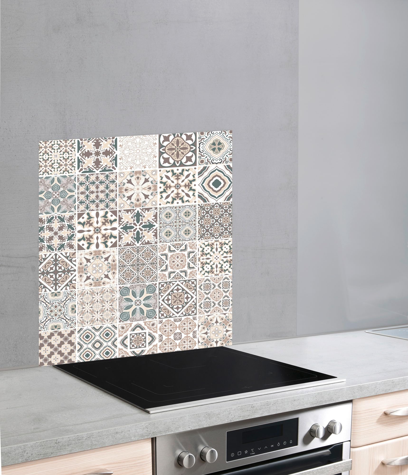 WENKO Fond de hotte, Crédence Cuisine, « Carreaux de ciment », Protection anti-éclaboussures, Verre trempé, 60 x 70 cm