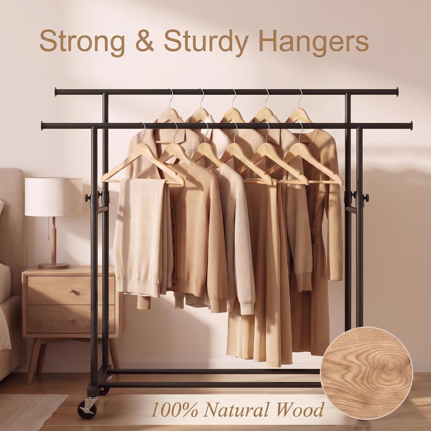 Wood Hangers 30 Pack - Sturdy Wooden Clothes Hanger Heavy Duty Coat Hangers Non-Slip Smooth Finish Slim Thin Clothing Hangers Curved Bulk for Closet, Suits, Pants, Shirts, Premium Natrual Wood