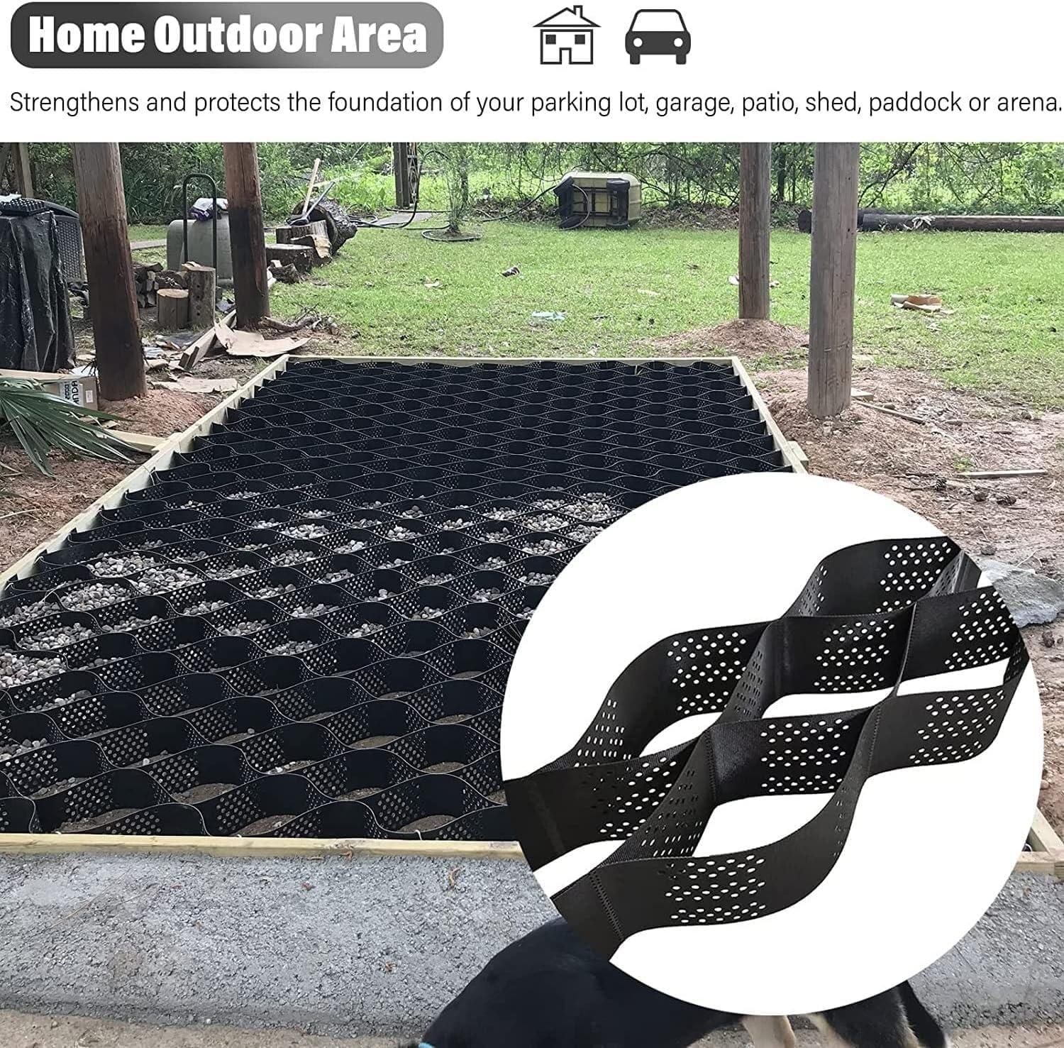 Plastic Floor Grating for Garden Retaining Walls - Geogrid Ground Stabilizer for Gravel Driveways & Lane Stabilization (6m x 6m / 19.5FT x 19.5FT)