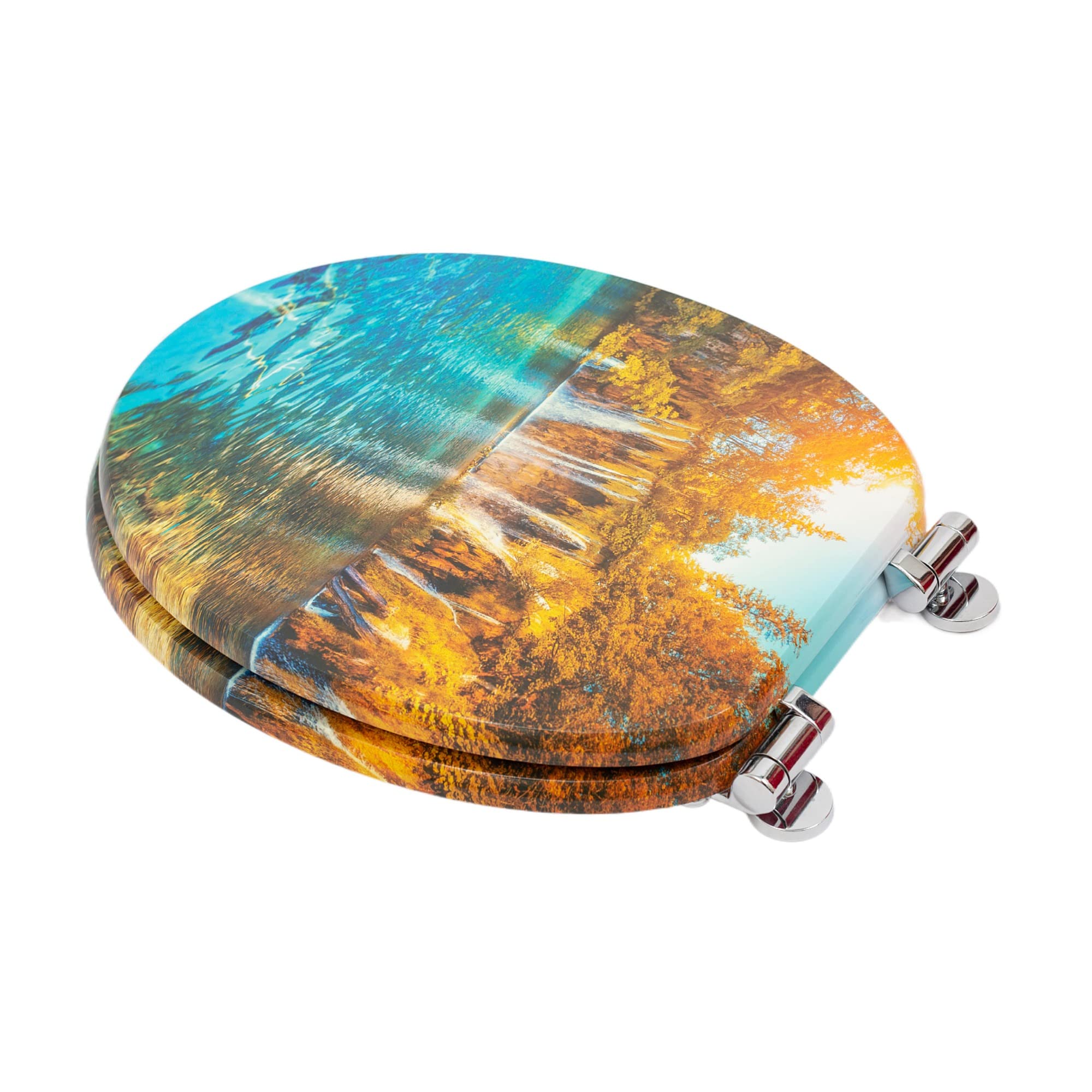 SINOBATH Sedile WC con abbassamento automatico, nucleo in legno MDF, chiusura a cerniera Softclose