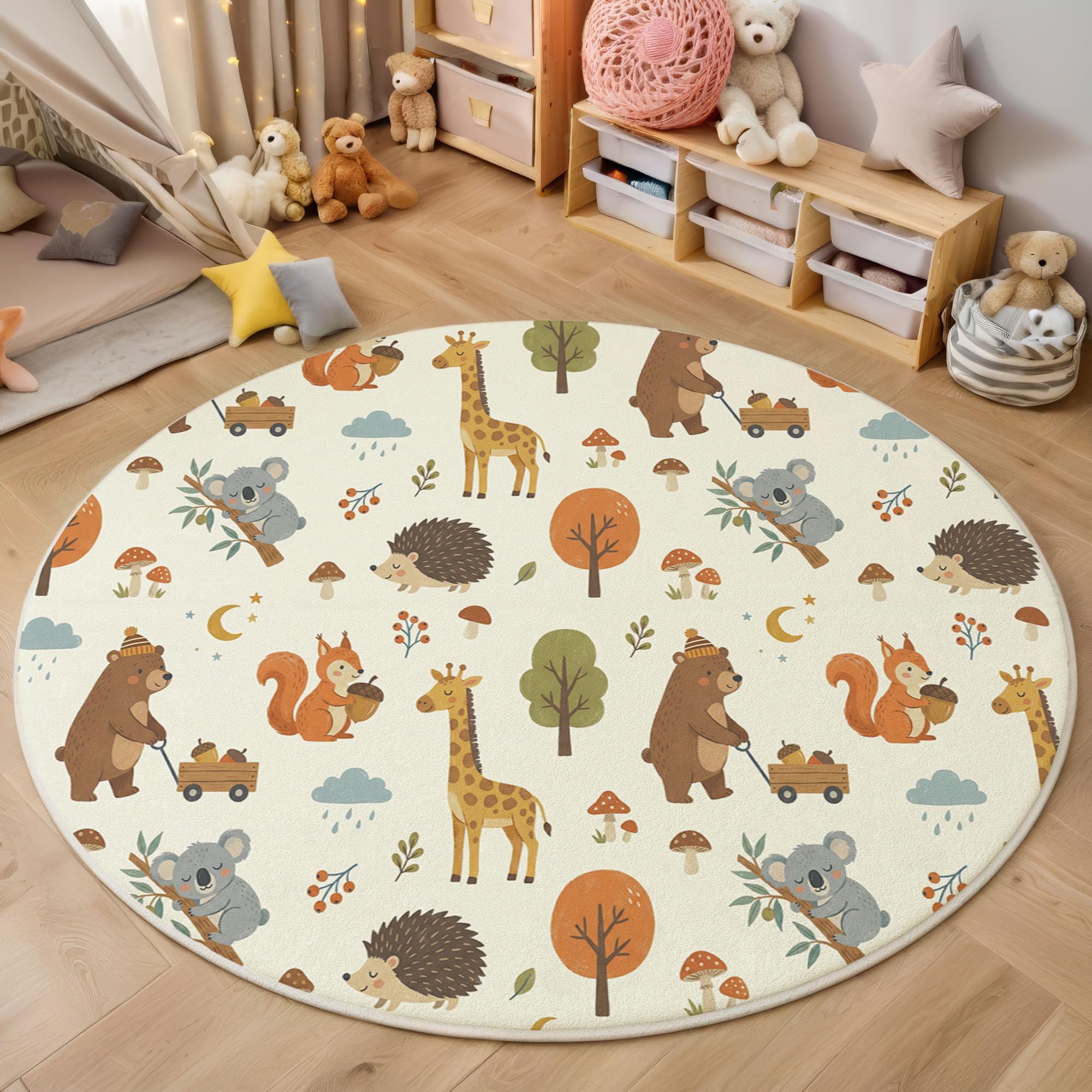 Tapis animaux de la forêt pour coin jeu salon et canapé
