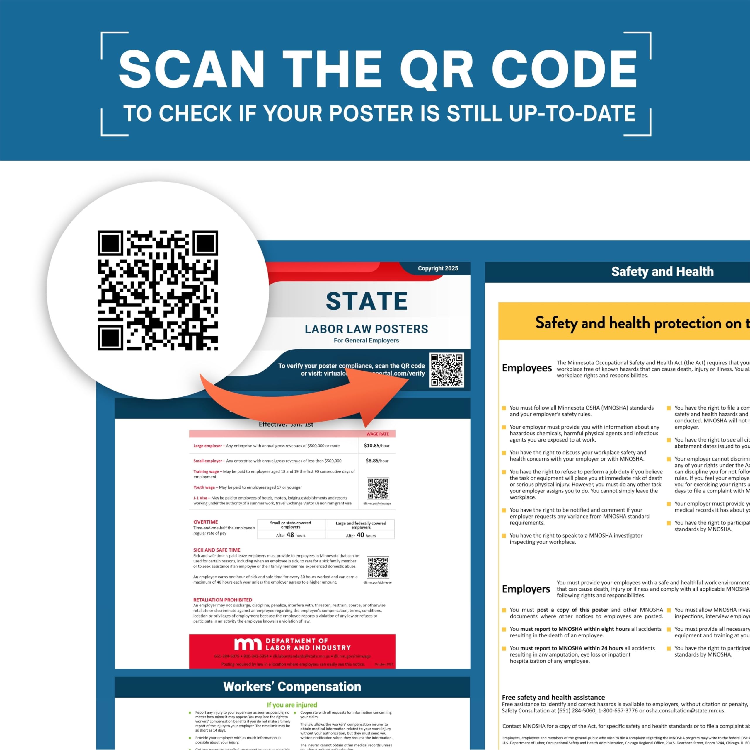 Vermont & Federal Labor Law Poster Bundle - 18"x48", Poly Paper, OSHA Compliant