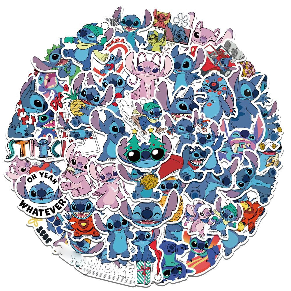 Photo 1 of **2 PACKS** 50Pcs Stitch Sticker for Kids, Cute Cartoon Waterproof Vinyl Stickers for Adult Teen Girl Student Water Bottle Laptop Phone Computer Guitar Notebook Skateboard Travel Case Scrapbook Helmet
