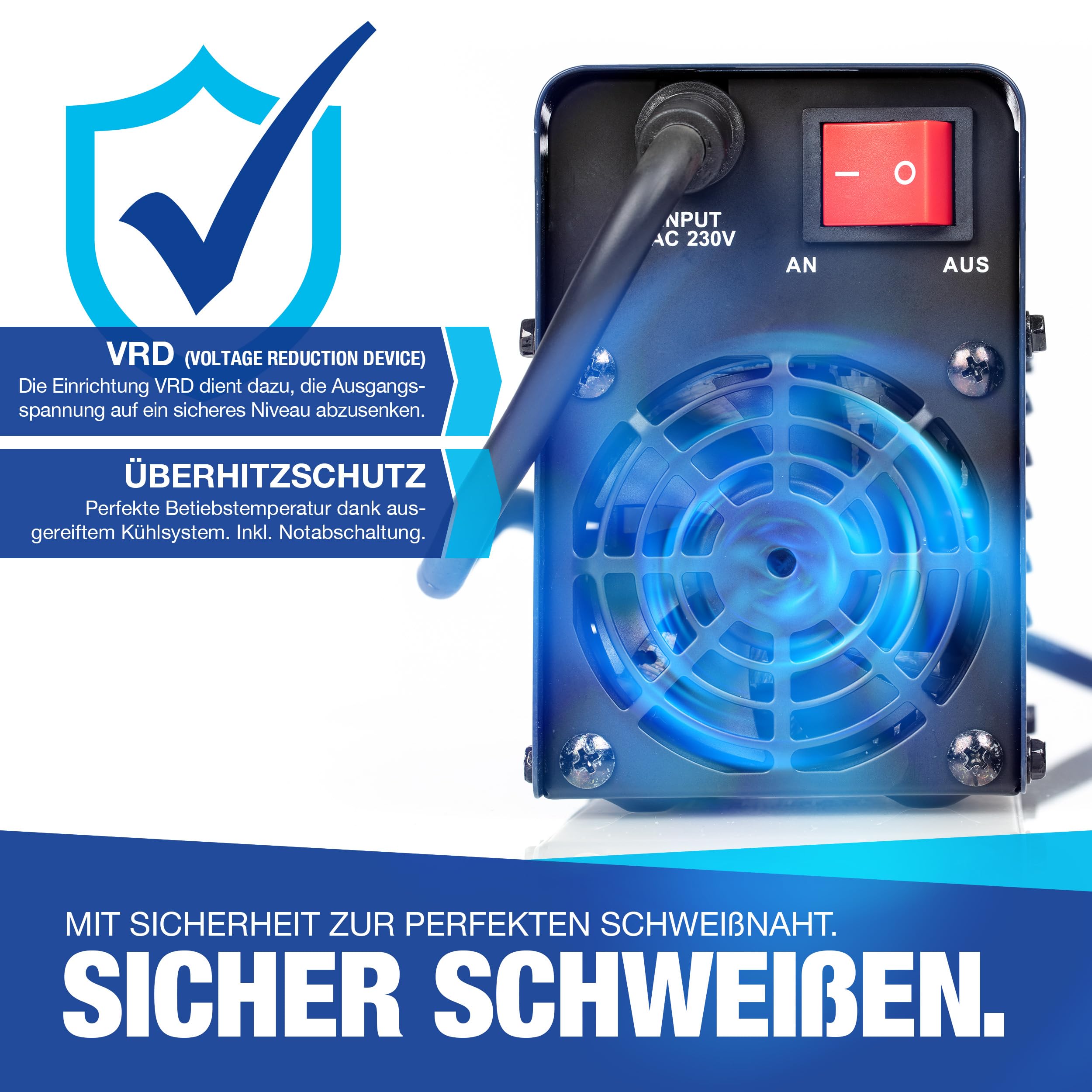 NTG Juego de electrodos de soldadura E-Hand MMA IGBT con pantalla digital de 140 amperios, tecnología IGBT, antiadherencia, arranque en caliente, fuerza de arco + escudo protector
