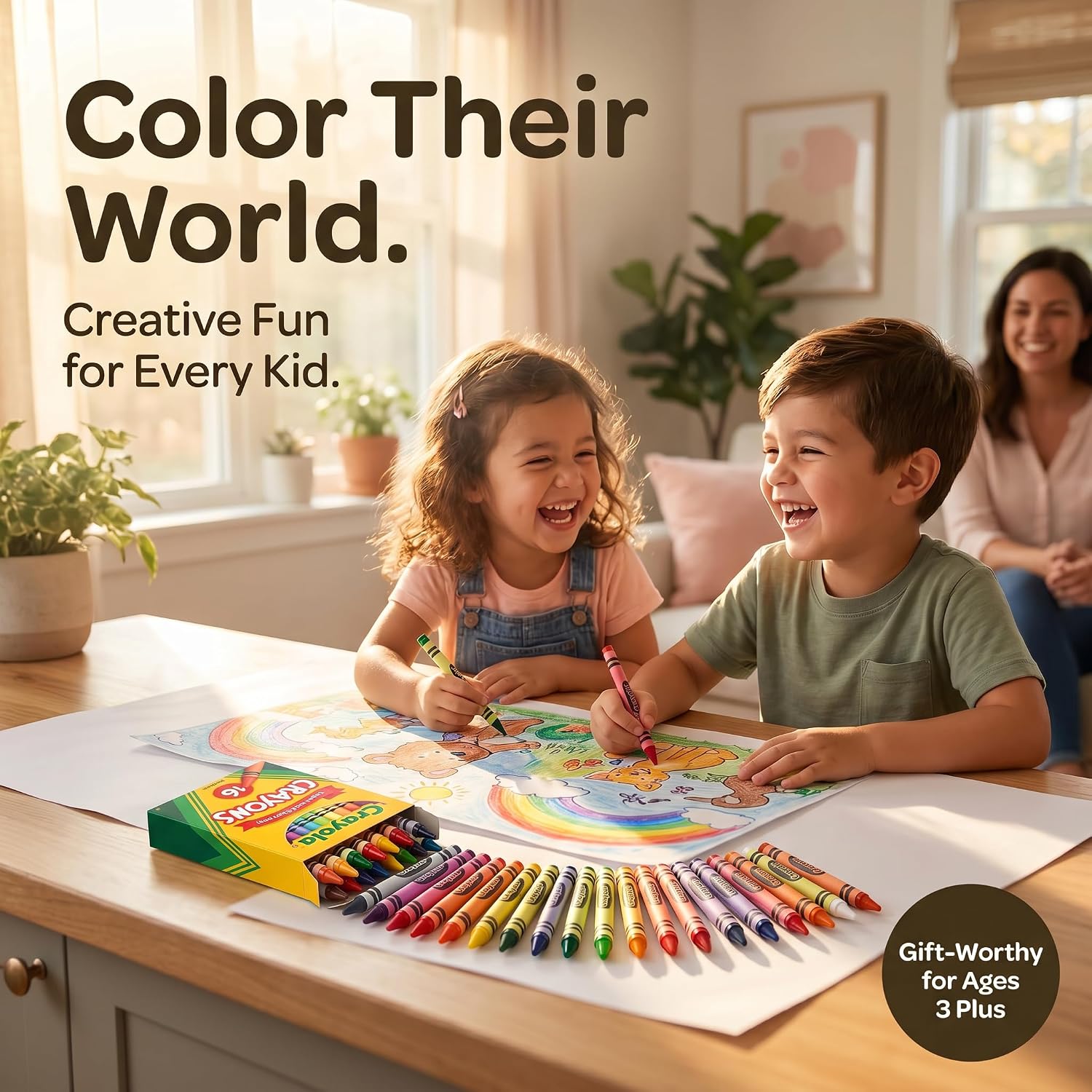 Crayola Assorted Color Crayons 16 pk (Pack of 2) – Crayola Crayons for Kids – Art Supplies and Travel Toys – Crayon Box for Coloring Books with Squishy