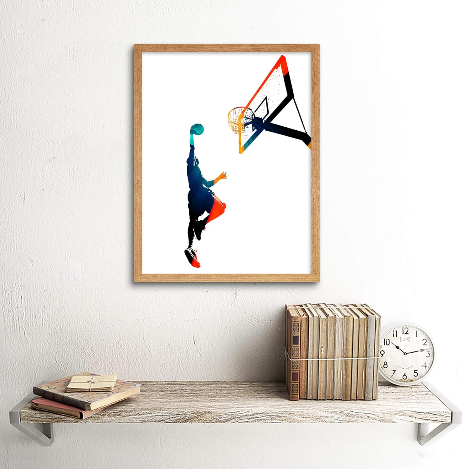 Wee Blue Coo Basketball Jump Hoop Ball Dunk Art Print Framed Poster Wall Decor 12x16 inch