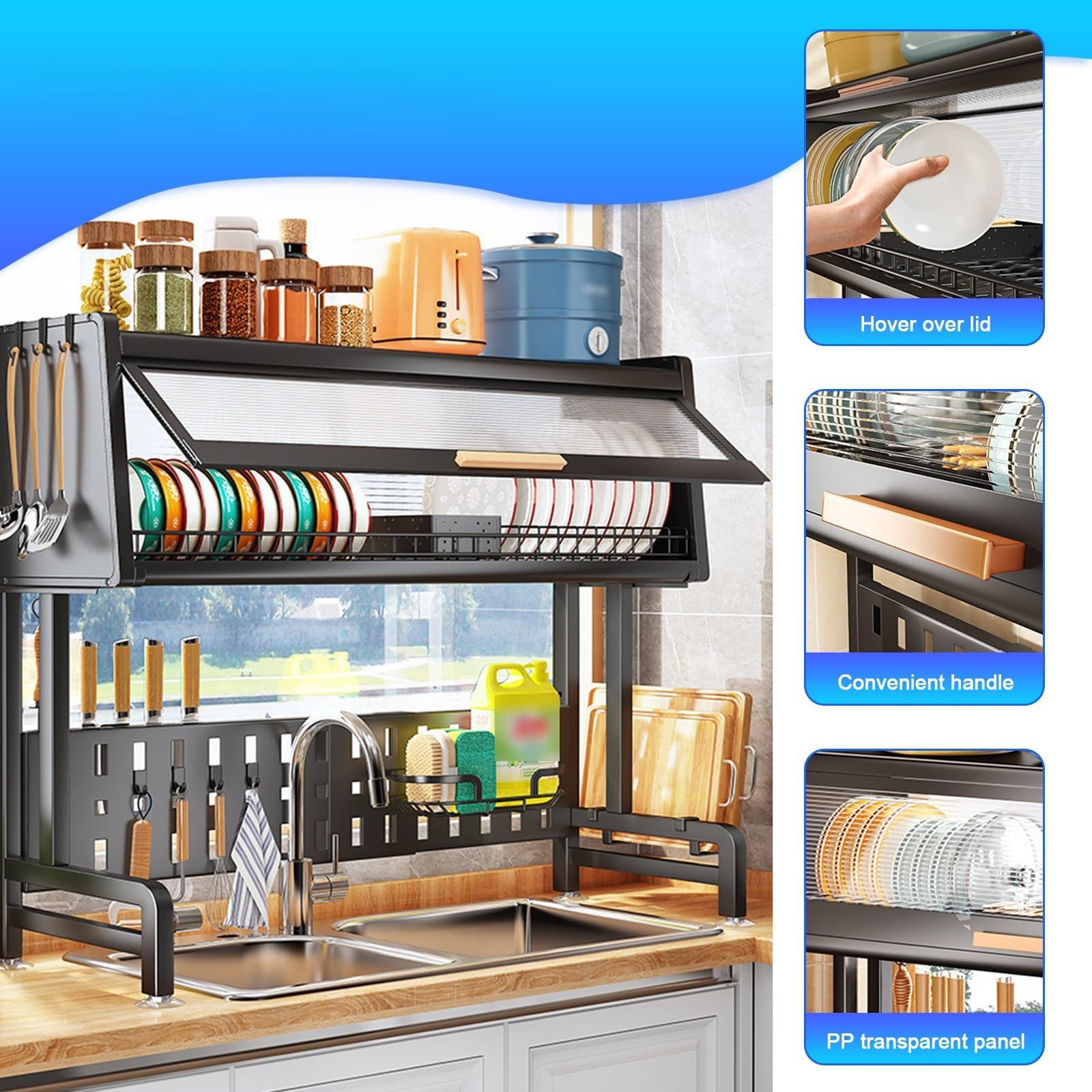 Escurreplatos de Fregadero, 2 Niveles Acero Inoxidable Estante Expandible Escurreplatos de Cocina Ajustable para Organizador de Encimera de Cocina