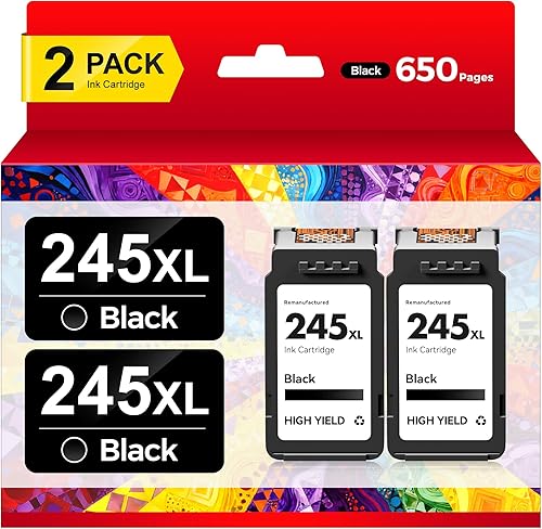 245XL - Cartuchos de tinta negra para Canon 245XL PG245XL 245 MX490, compatible con Canon PIXMA TS202 TR4520 MG2525 TS3322 TS3320 TS3522 TS302