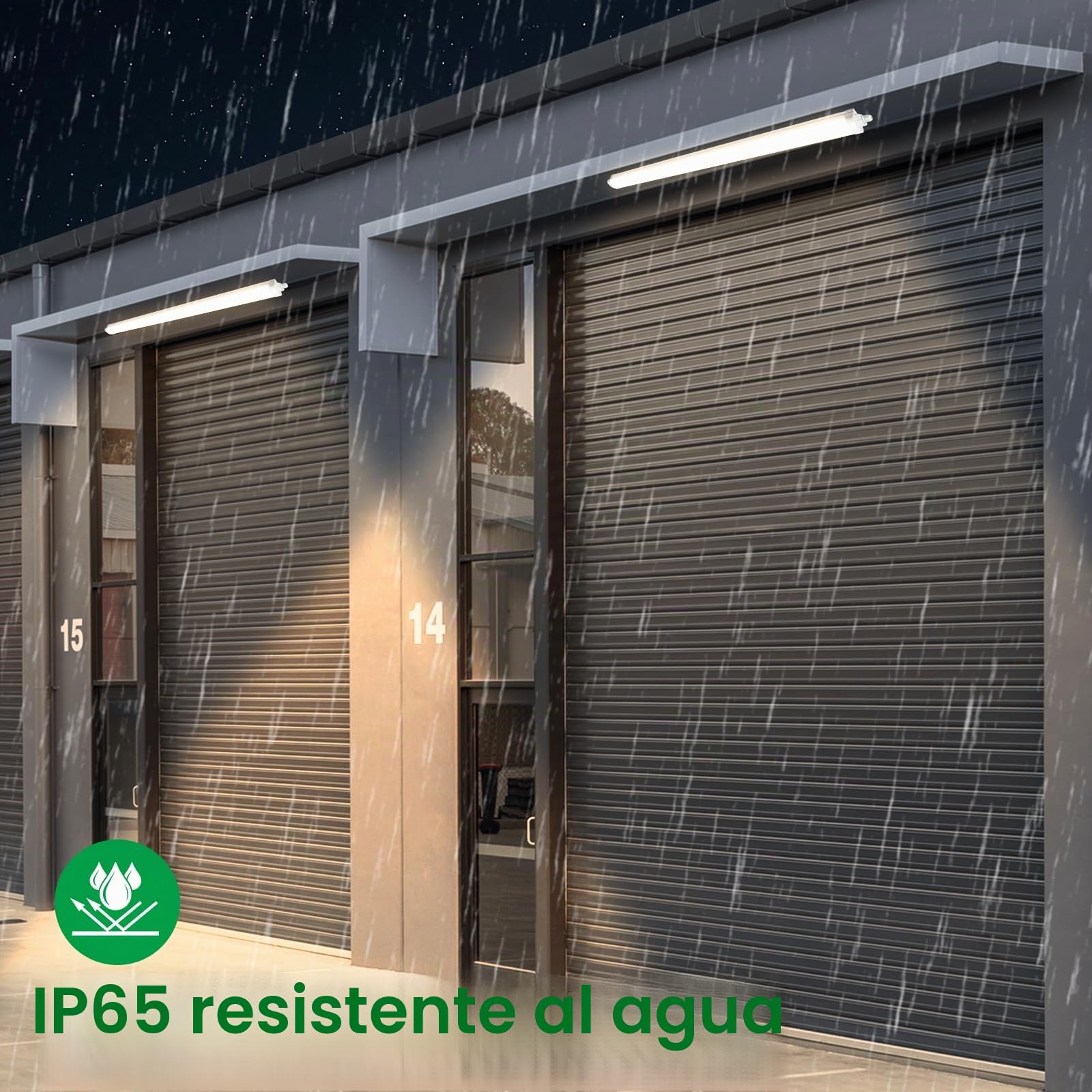 ALUSSO 2 Pack Regleta LED 120cm Tubo Integrado Pantalla Luz de Garaje | AC 220-240V,36W 4320LM 4000K,6 lámparas en serie,LED neón exterior estanco para garaje,sótano